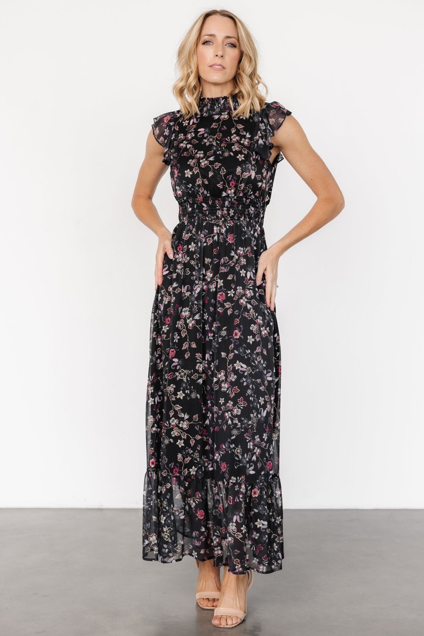 Kearny Ruffle Maxi Dress | Midnight + Gold Multi Free Shipping Visit