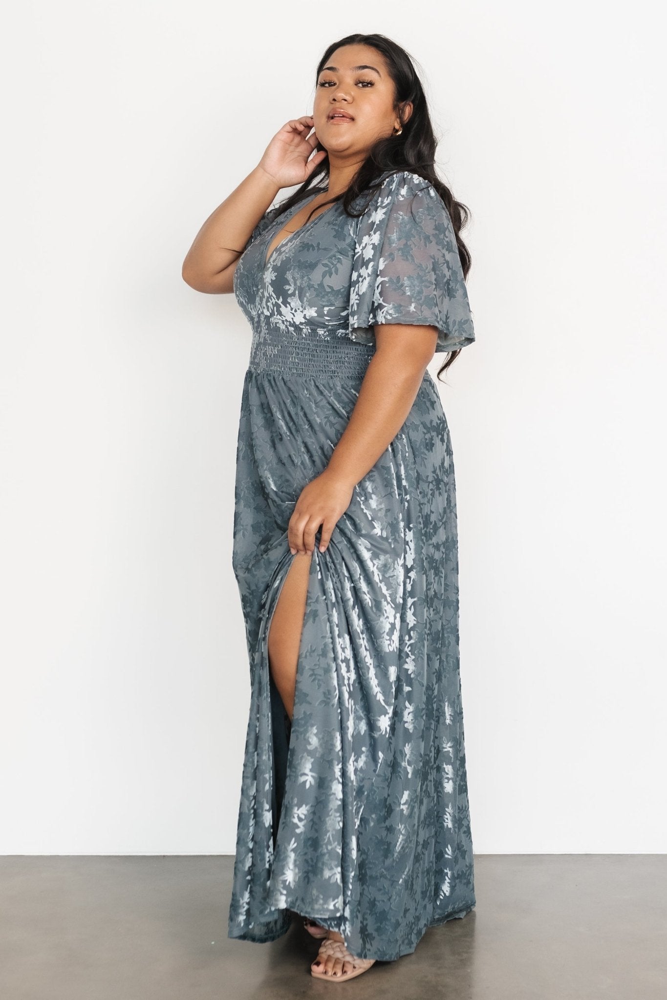 Veronica Velvet Maxi Dress | Slate Blue Cheap Sale 100% Authentic