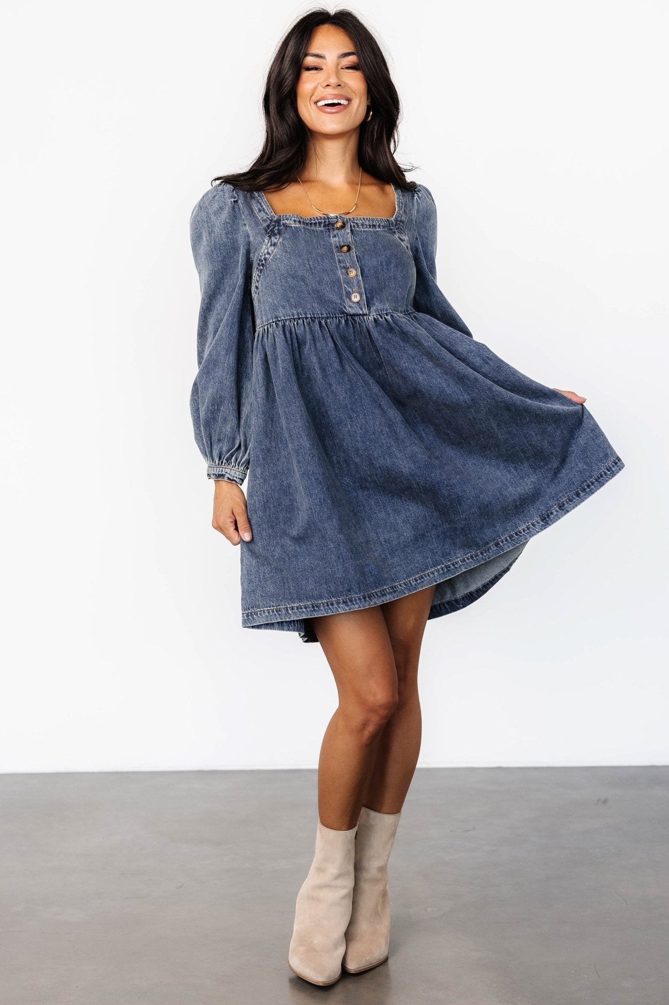 Gretchen Denim Short Dress | Blue Discount Collections