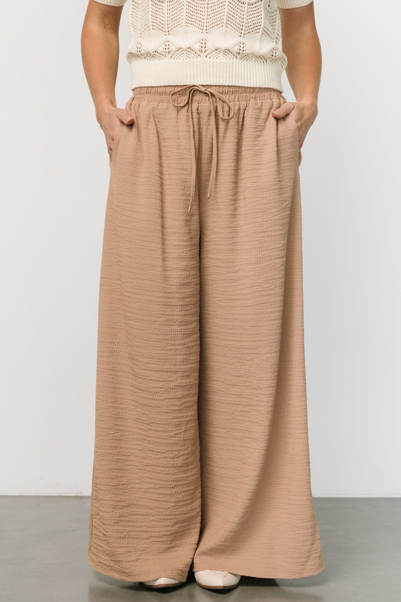 Florence Textured Pants | Beige Online Sale