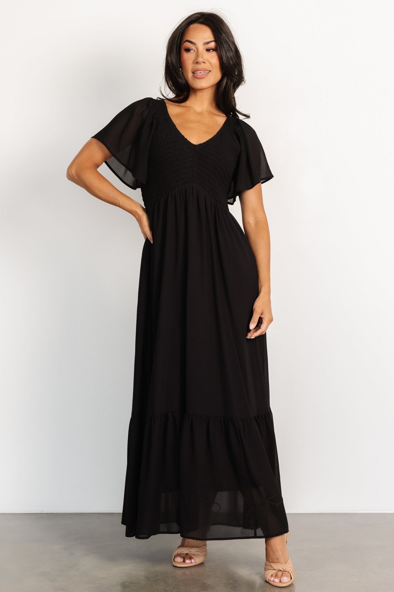 Monica Smocked Dress | Black Outlet Footlocker Finishline