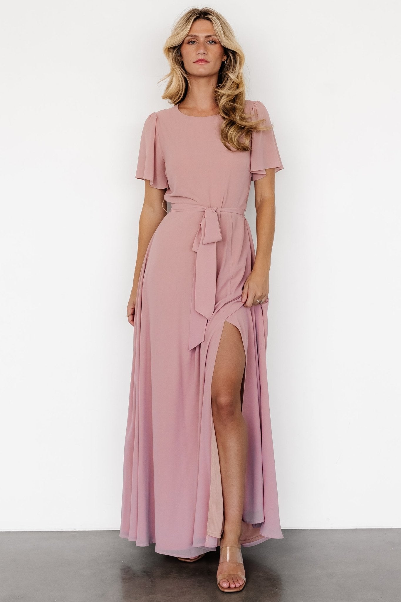 Naomi Short Sleeve Maxi Dress | Blush Pink Discount The Cheapest