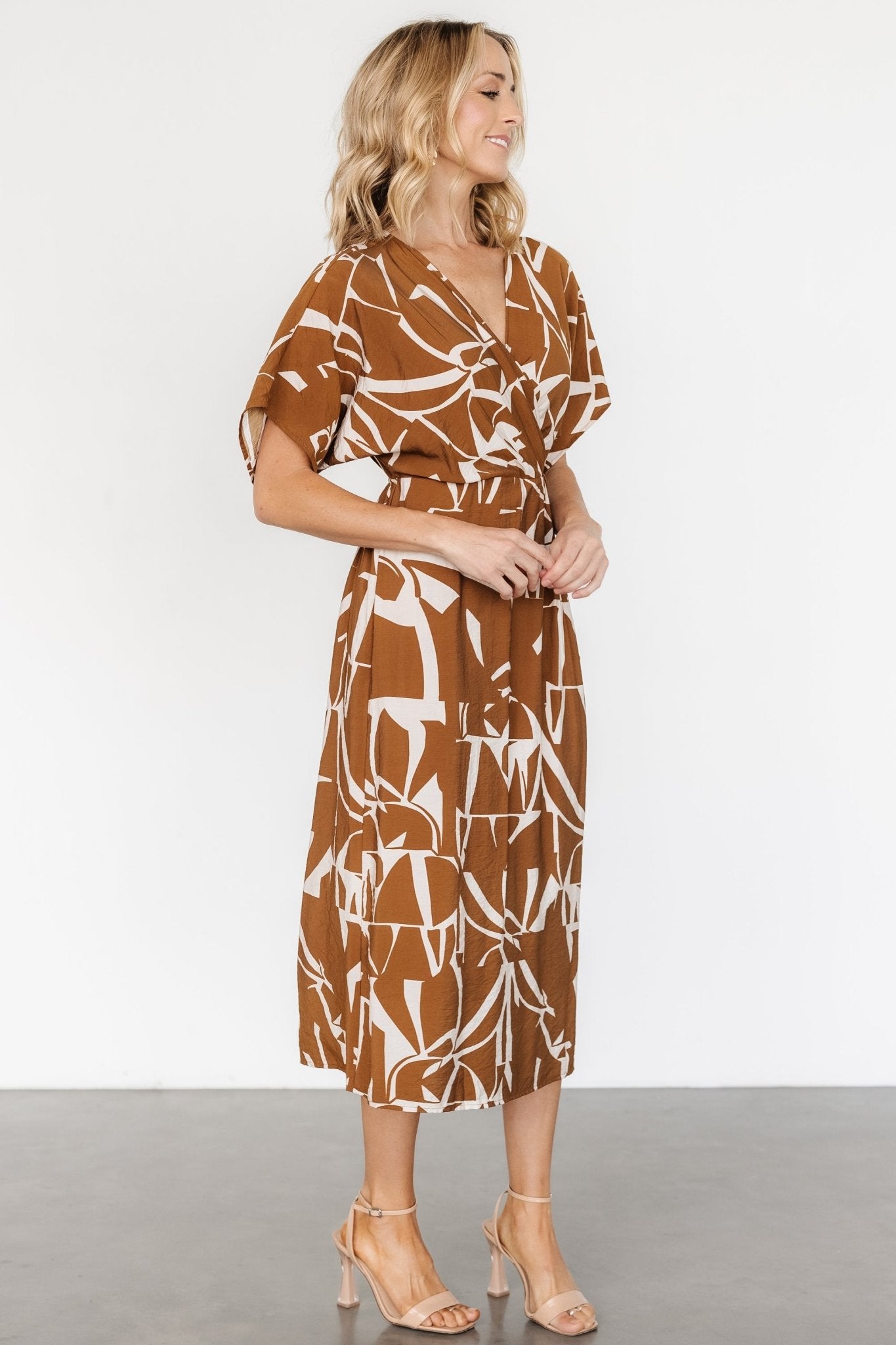 Fantino Faux Wrap Dress | Brown Print For Cheap