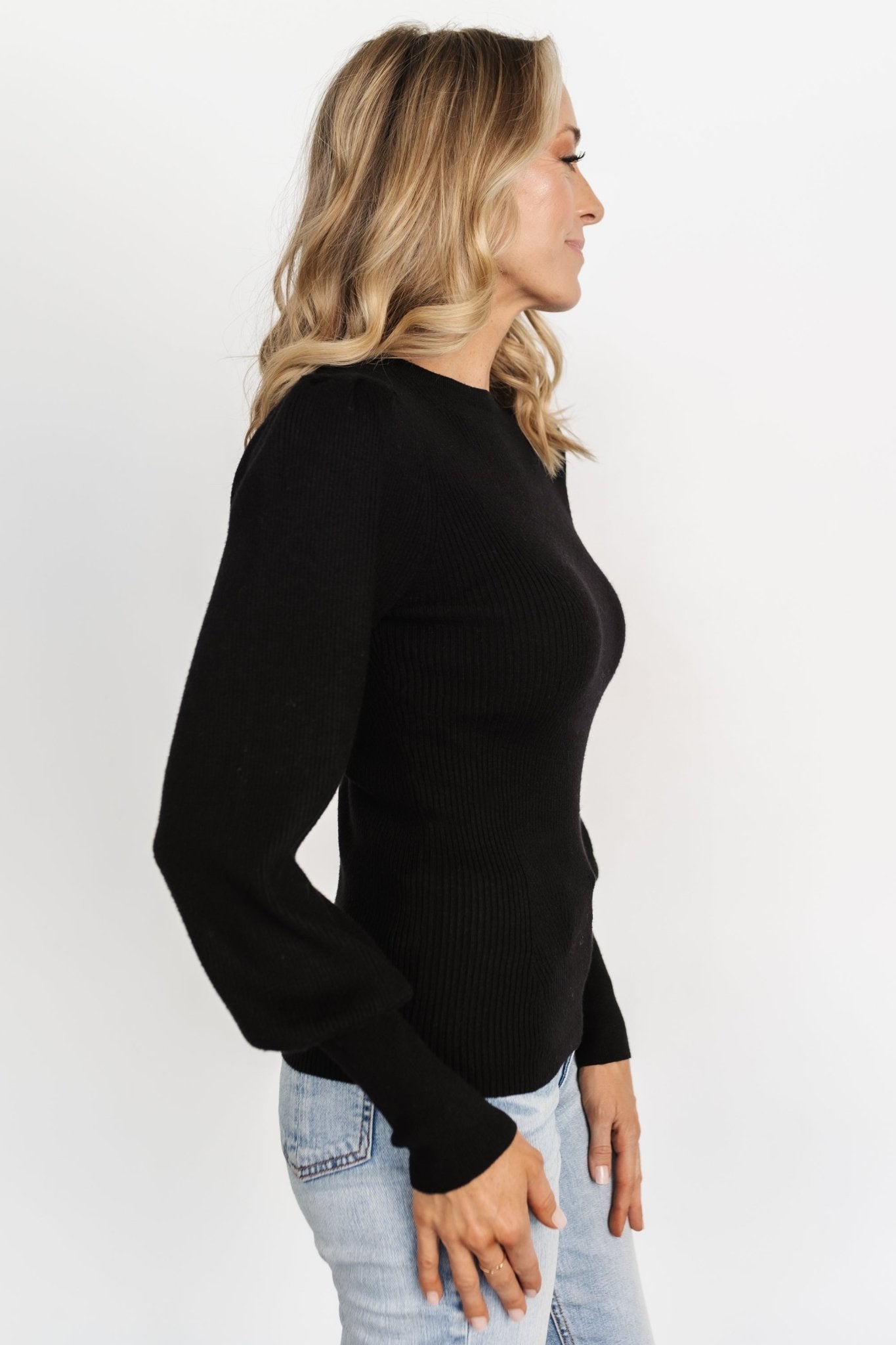 Lilou Rib Knit Sweater | Black View Cheap Pice