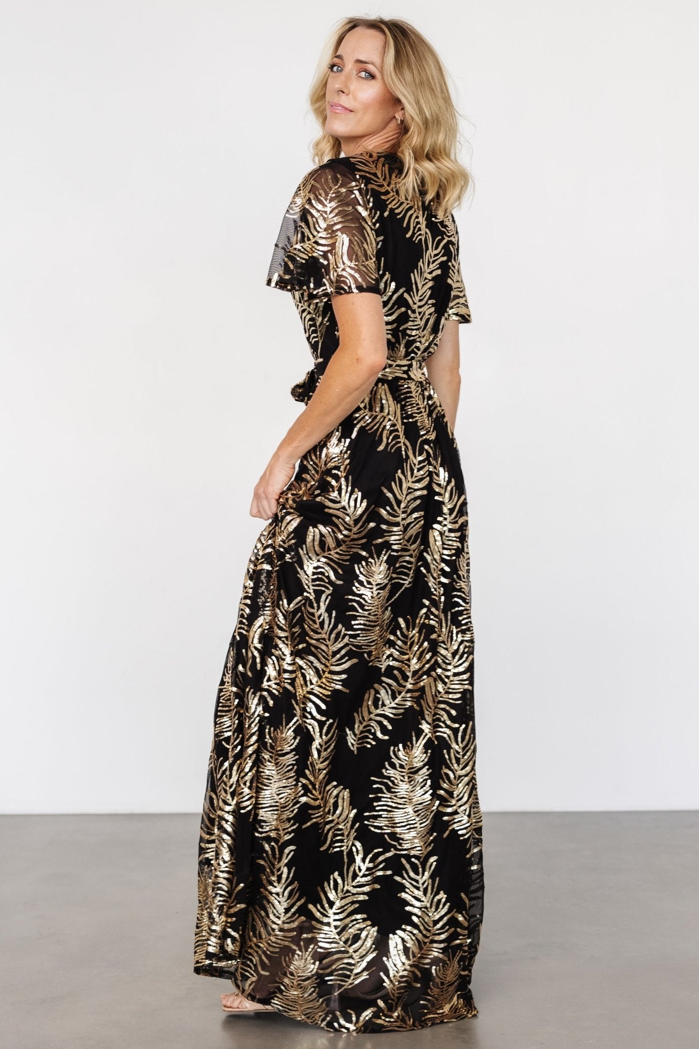 Muse Sequin Maxi Dress | Black + Gold Collections For Sale