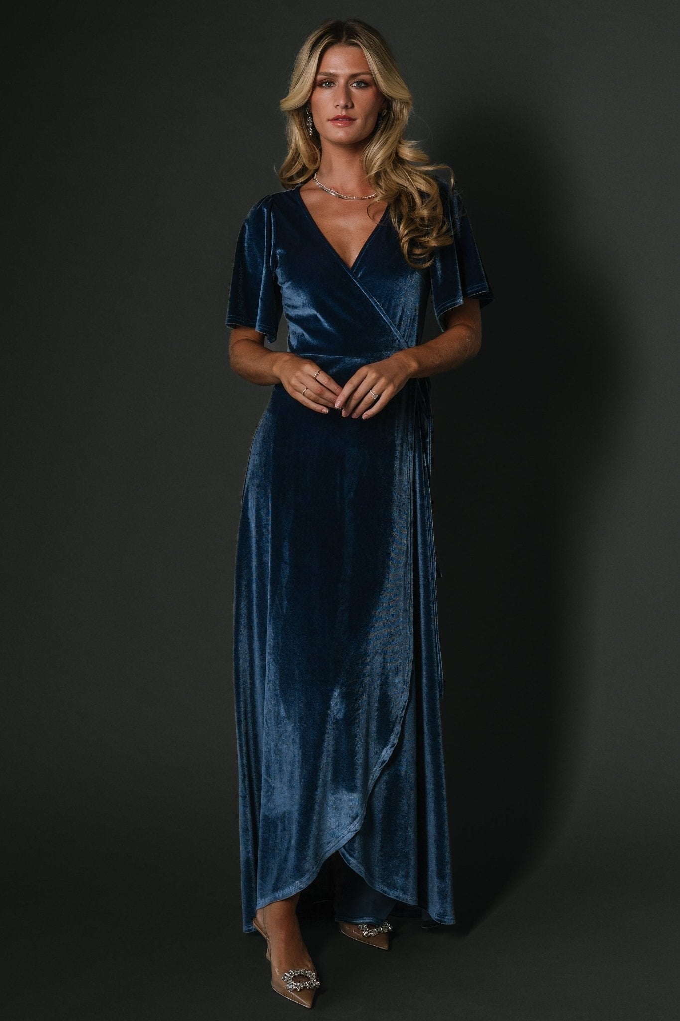 Katelyn Velvet Maxi Wrap Dress | Blue Discounts