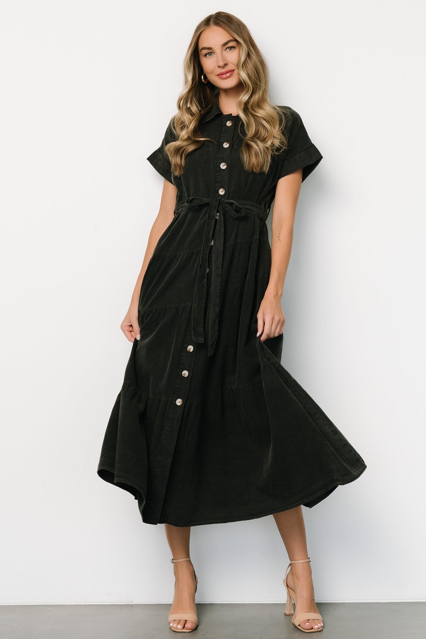 Logan Button Up Dress | Black Outlet New