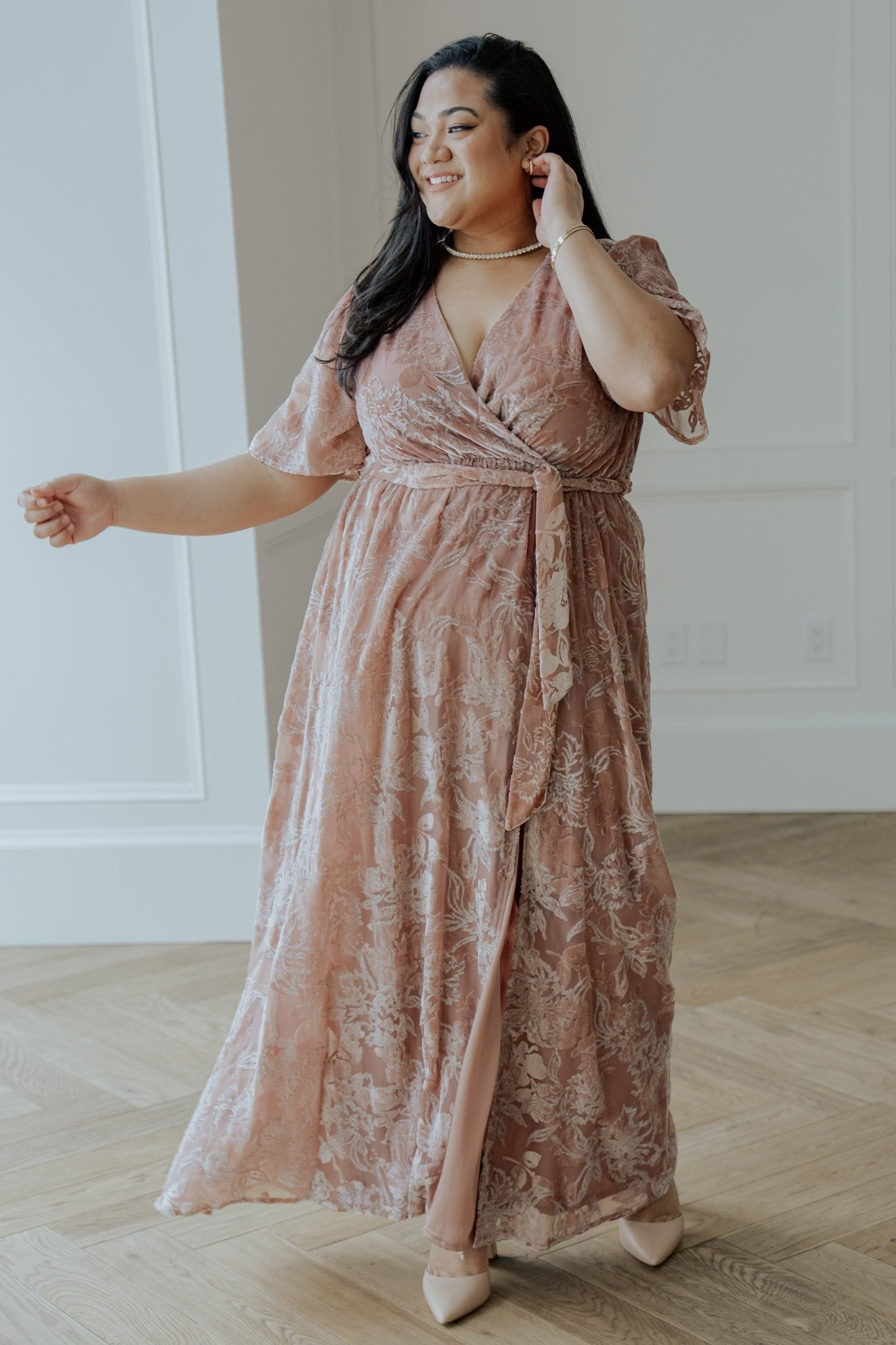 Uma Velvet Maxi Dress | Blush + Silver Sale Cheap Pice