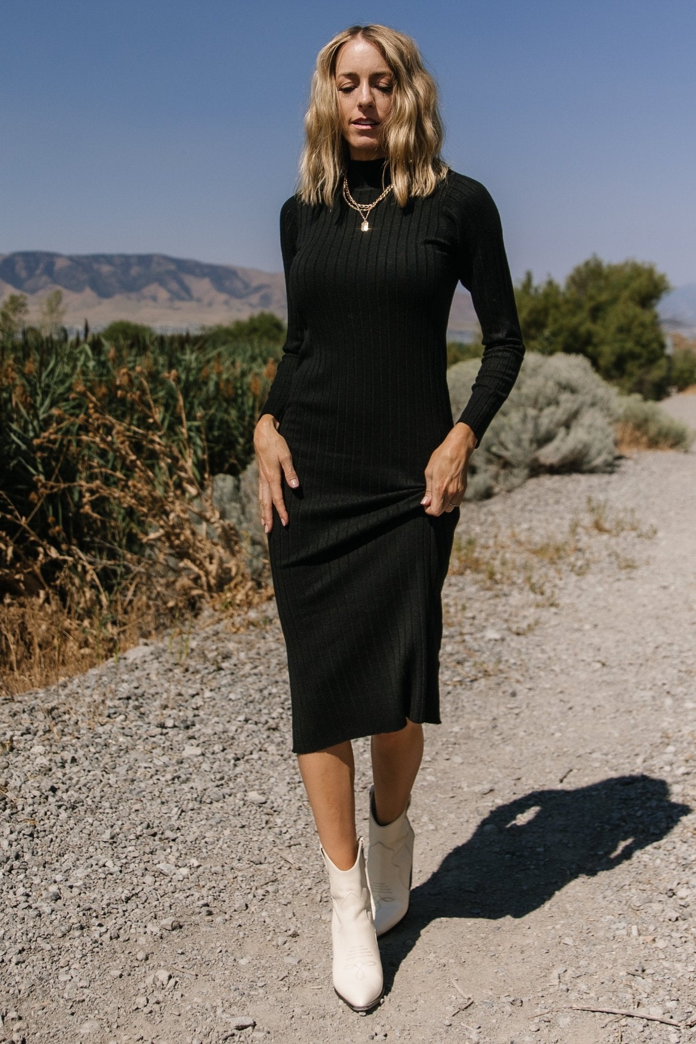 Jill Ribbed Midi Dress | Black Collections