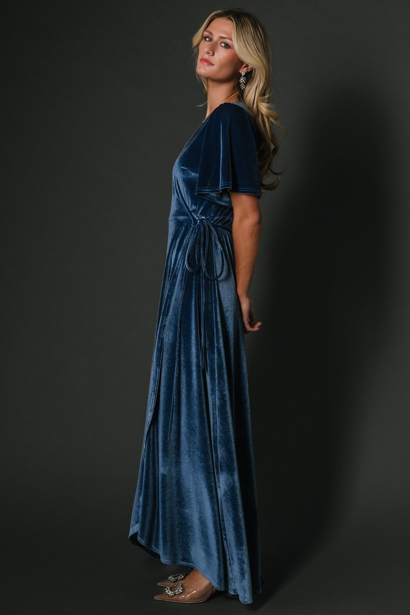 Katelyn Velvet Maxi Wrap Dress | Blue Discounts