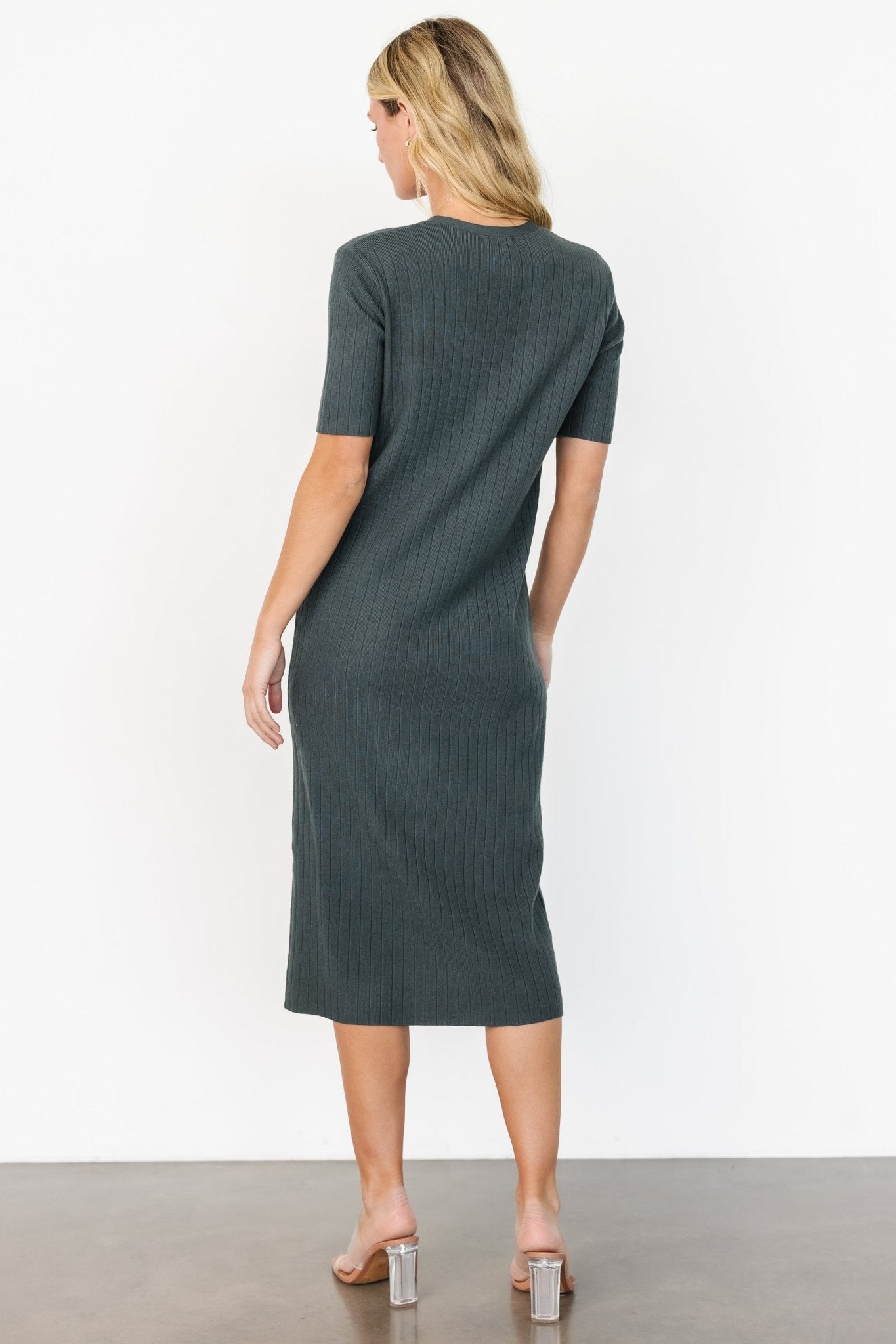 Alicia Ribbed Midi Dress | Dusty Jade Cheap Sale Popular