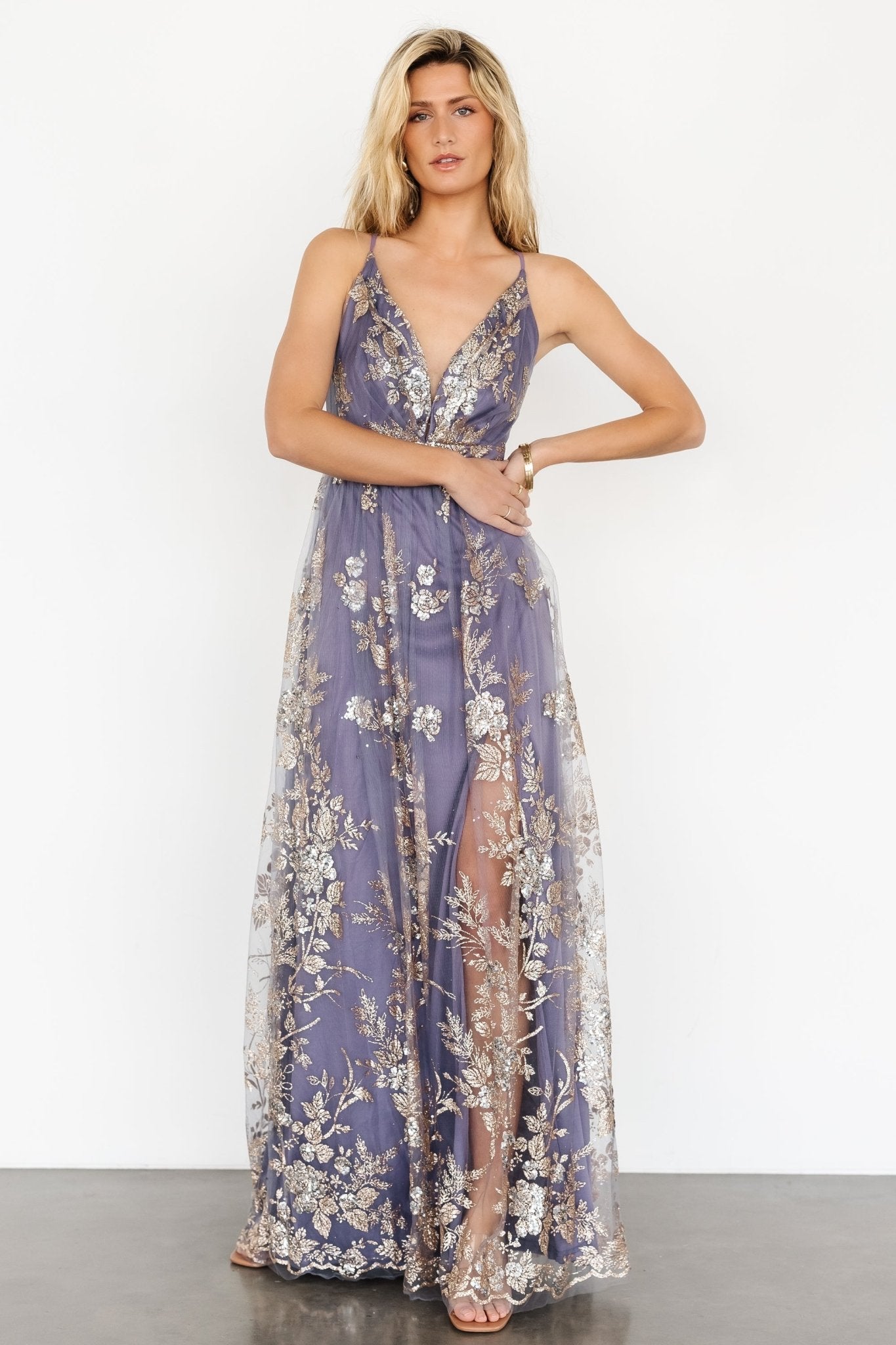 Lucienne Shimmer Maxi Gown | Blue + Gold Sale For Nice