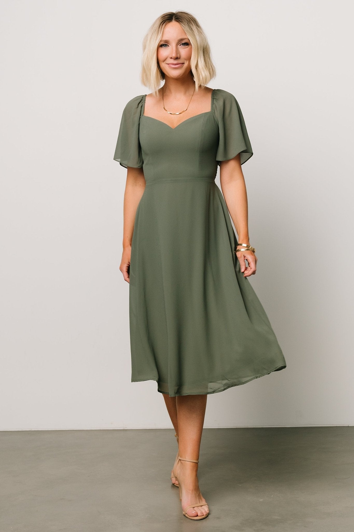 Colette Sweetheart Midi Dress | Dark Sage Buy Cheap Buy