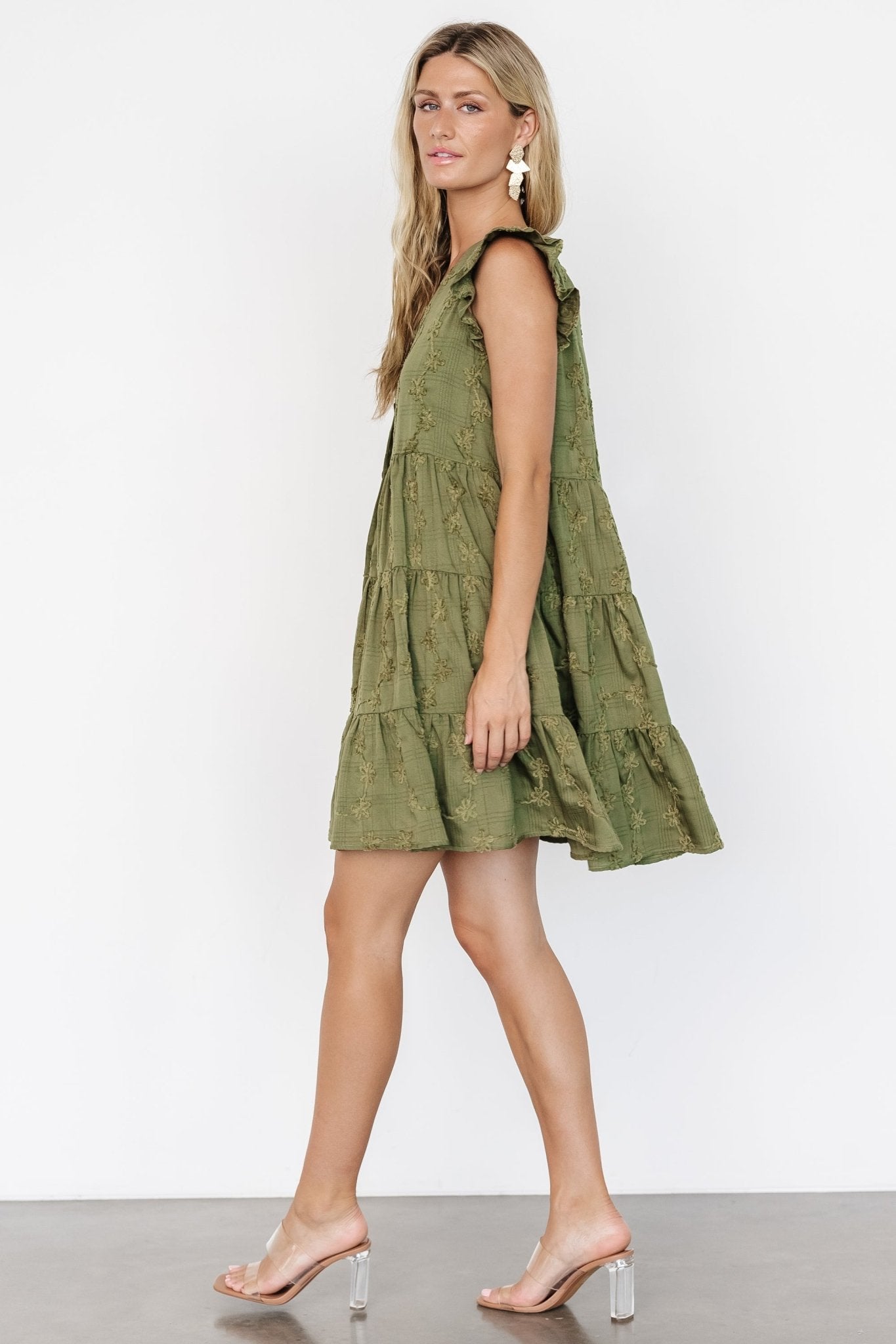 Kayla Button Up Short Dress | Olive Free Shipping Buy