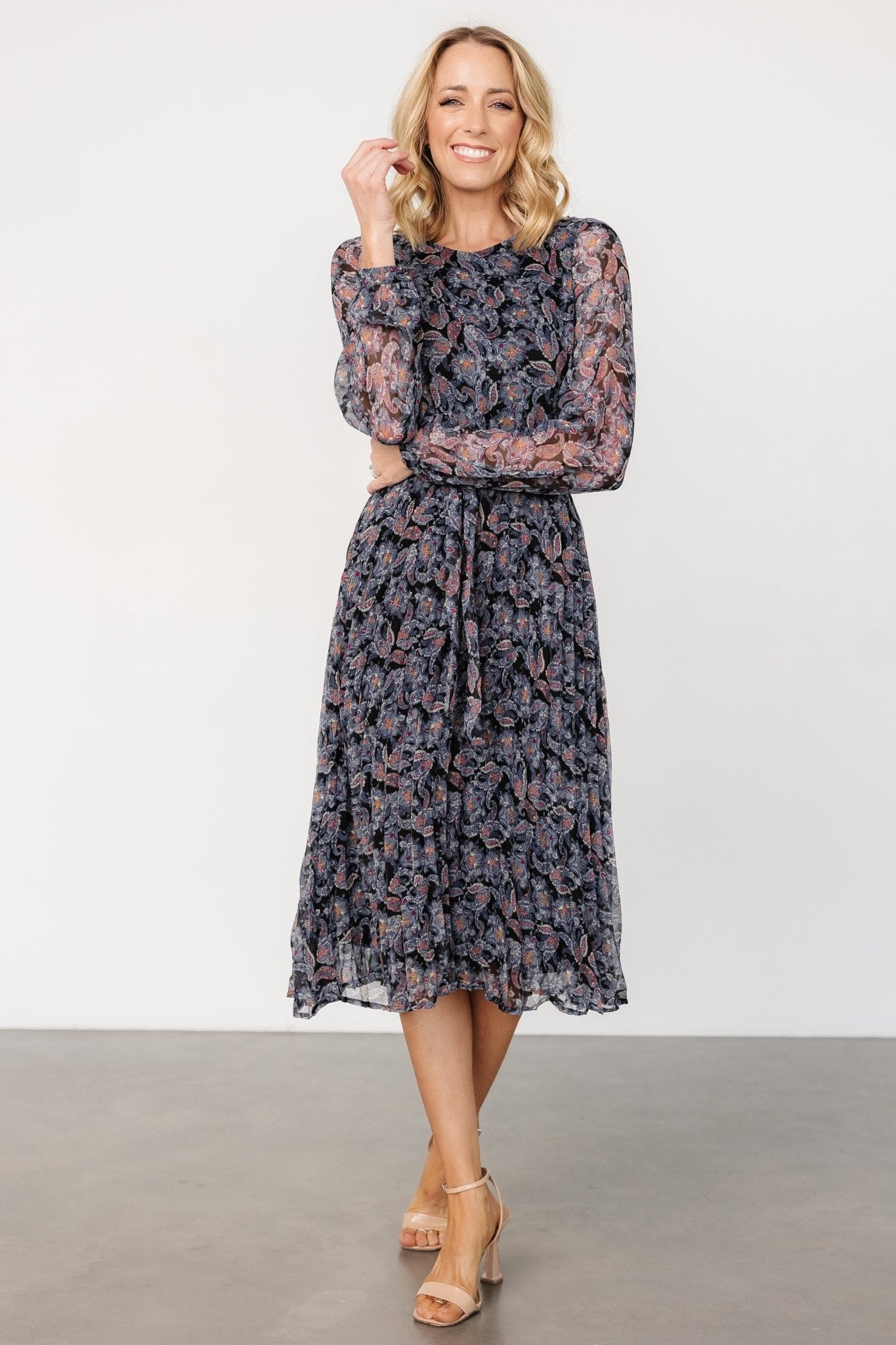 Laurie Midi Dress | Black Print Free Shipping 2025