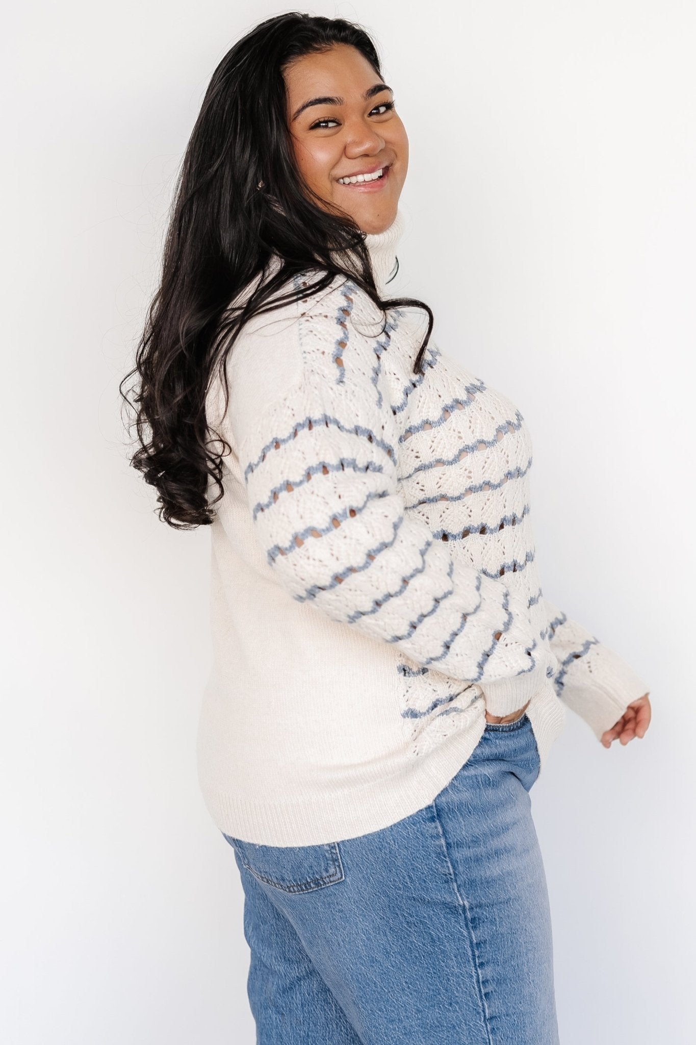 Hollis Knit Sweater | Ivory + Blue Buy Cheap Visit New