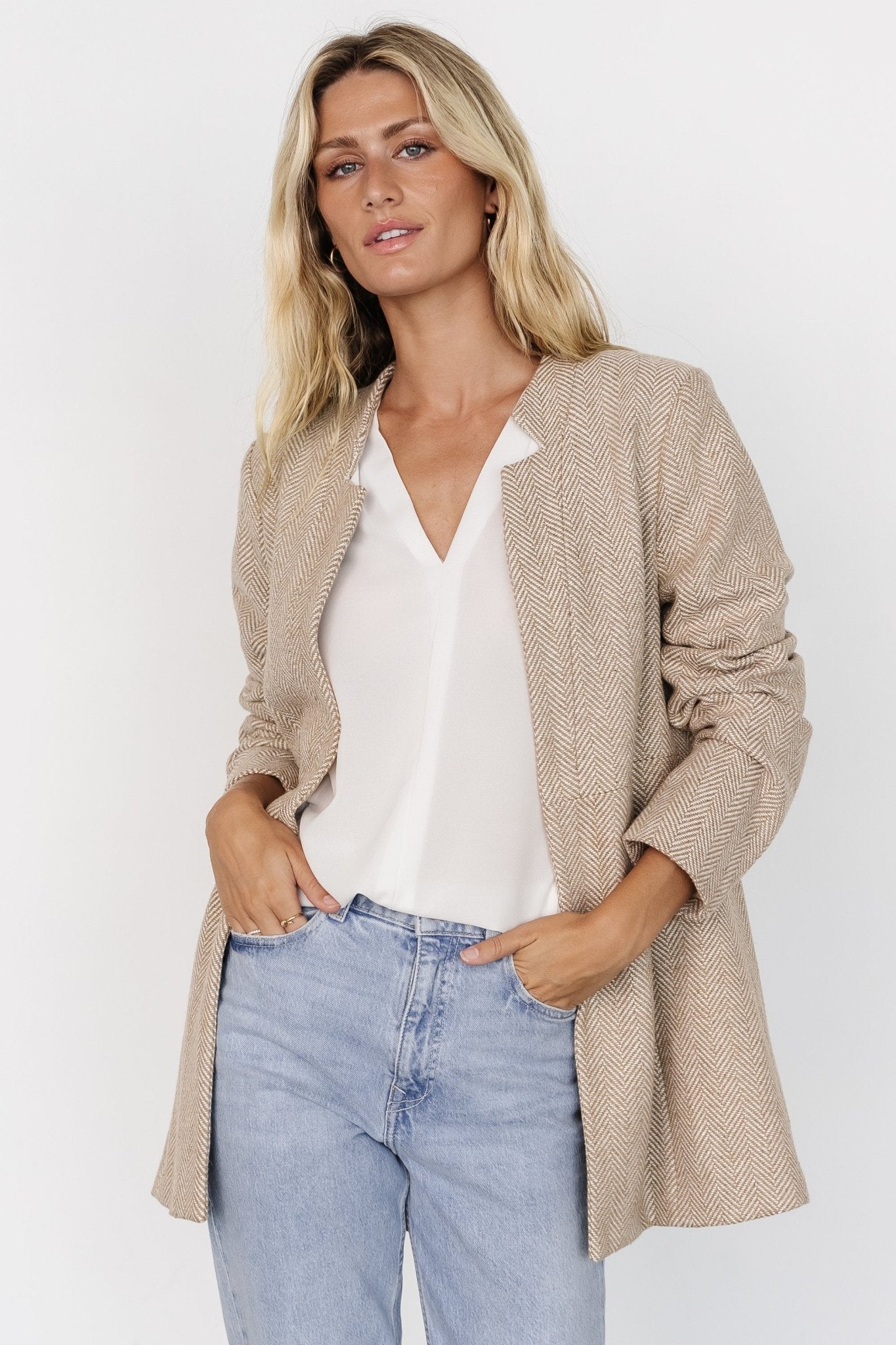 Stratford Open Front Blazer | Natural Cheap 100% Original