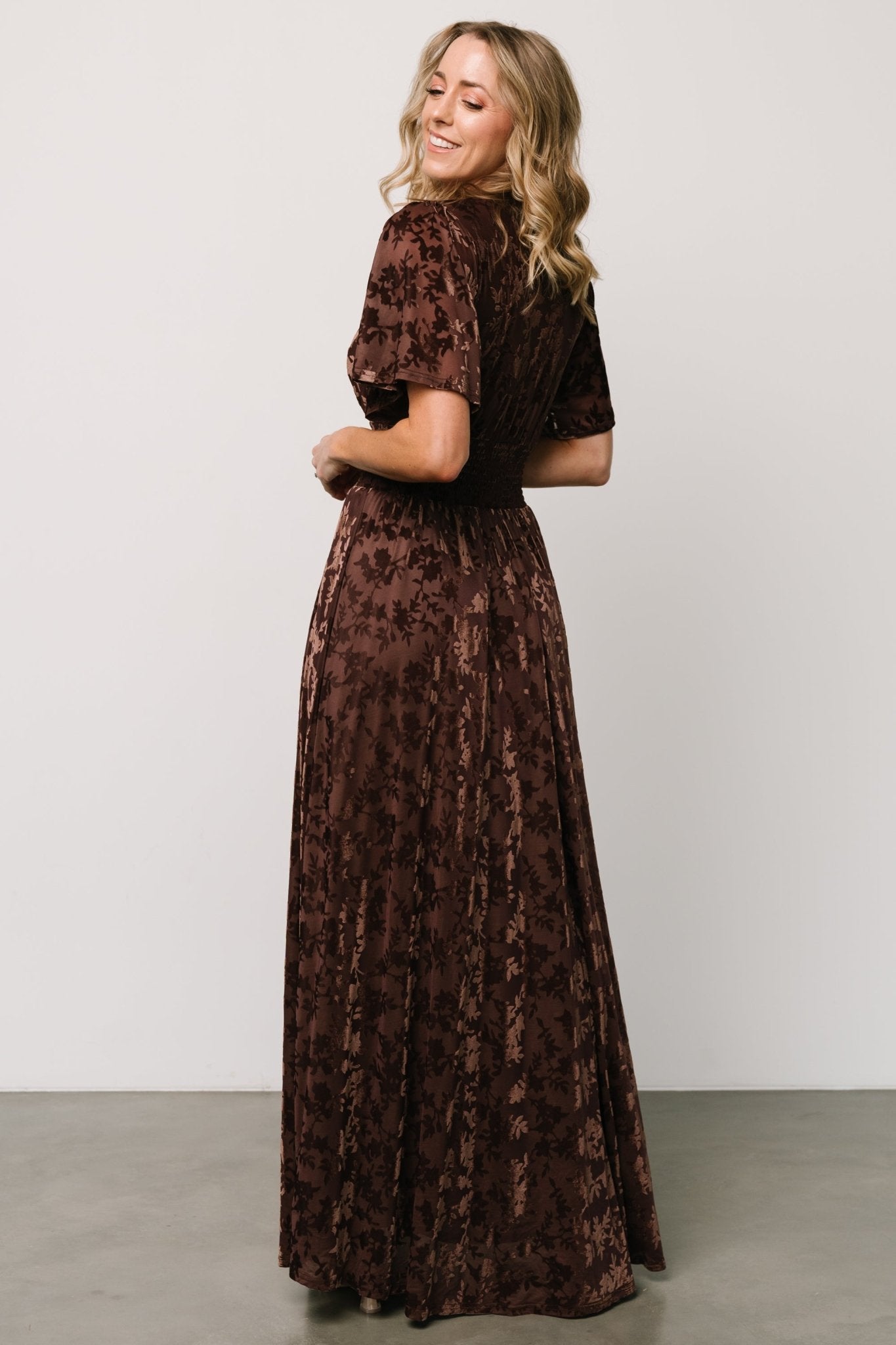 Veronica Velvet Maxi Dress | Espresso Cheap Low Shipping Fee