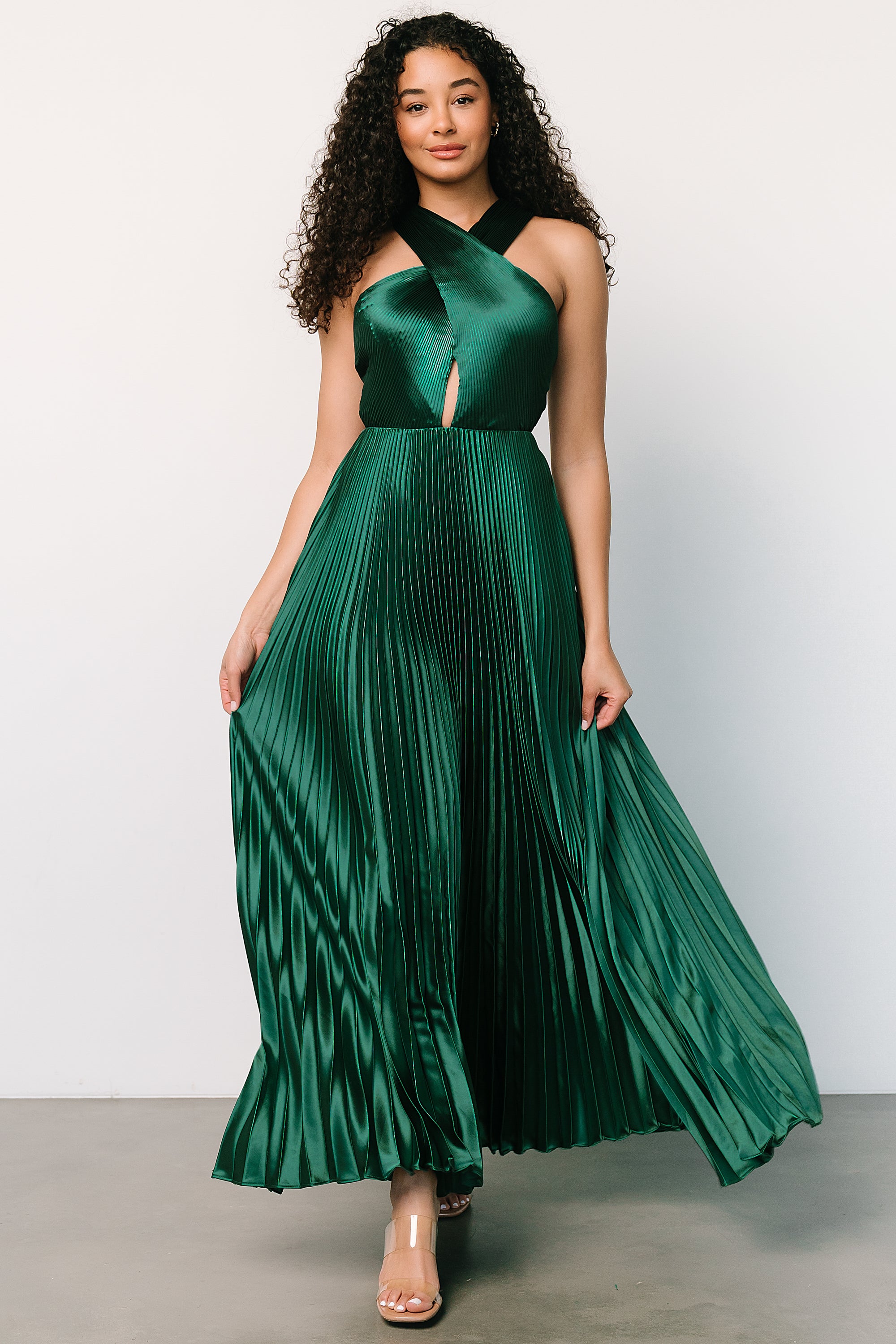 Sandra Pleated Maxi Dress | Emerald Best Wholesale Online