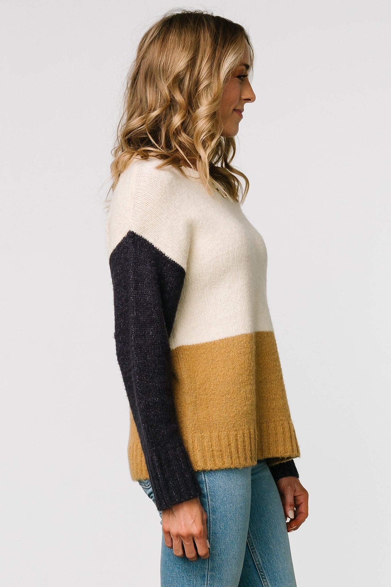 Randi Color Block Sweater | Cream + Navy Cheapest