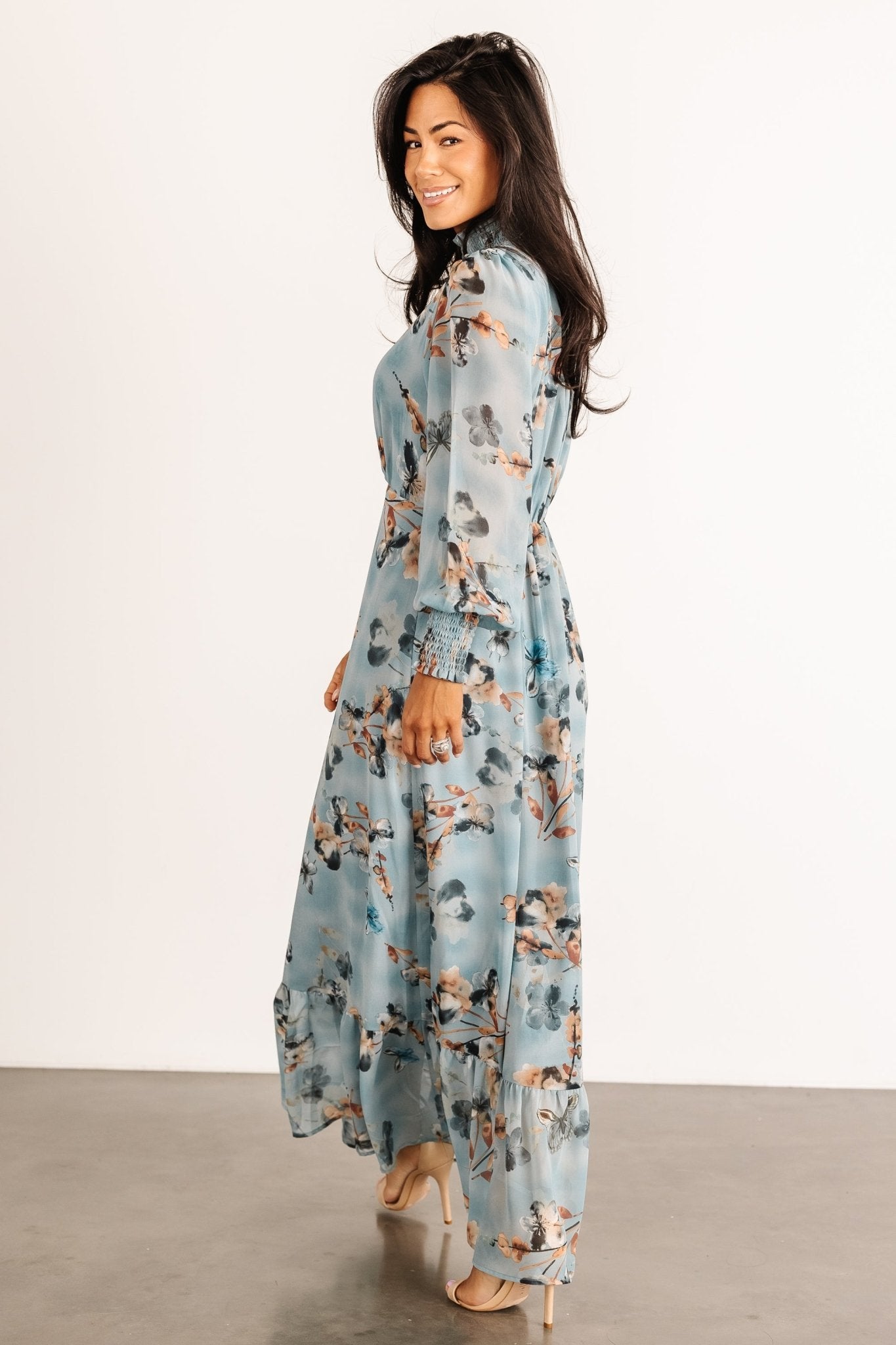 Luciana Maxi Dress | Cyan Blue Floral Best Store To Get Cheap Online