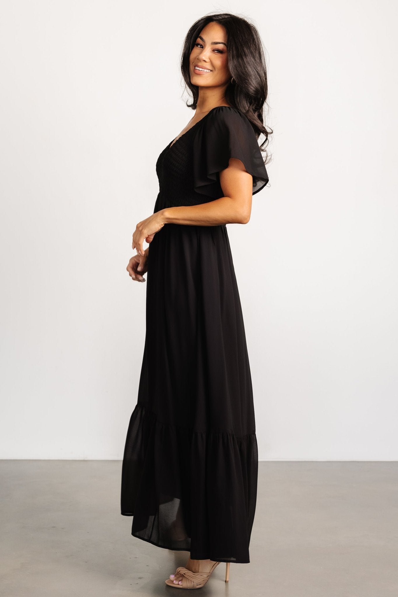 Monica Smocked Dress | Black Outlet Footlocker Finishline