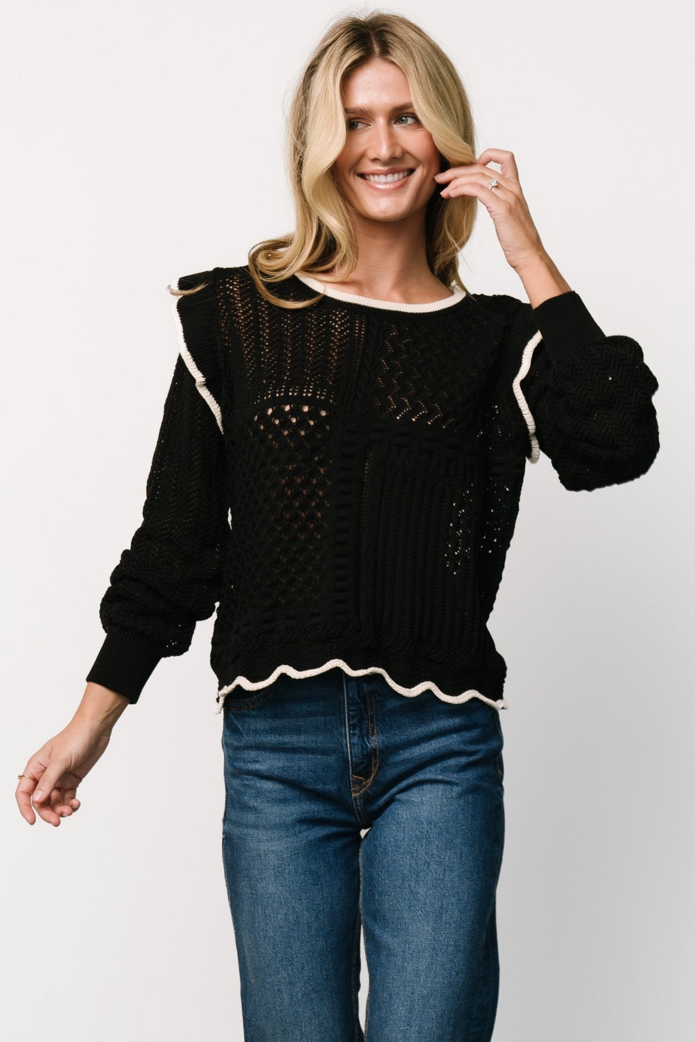 Oleya Knit Sweater Top | Black Outlet Shop