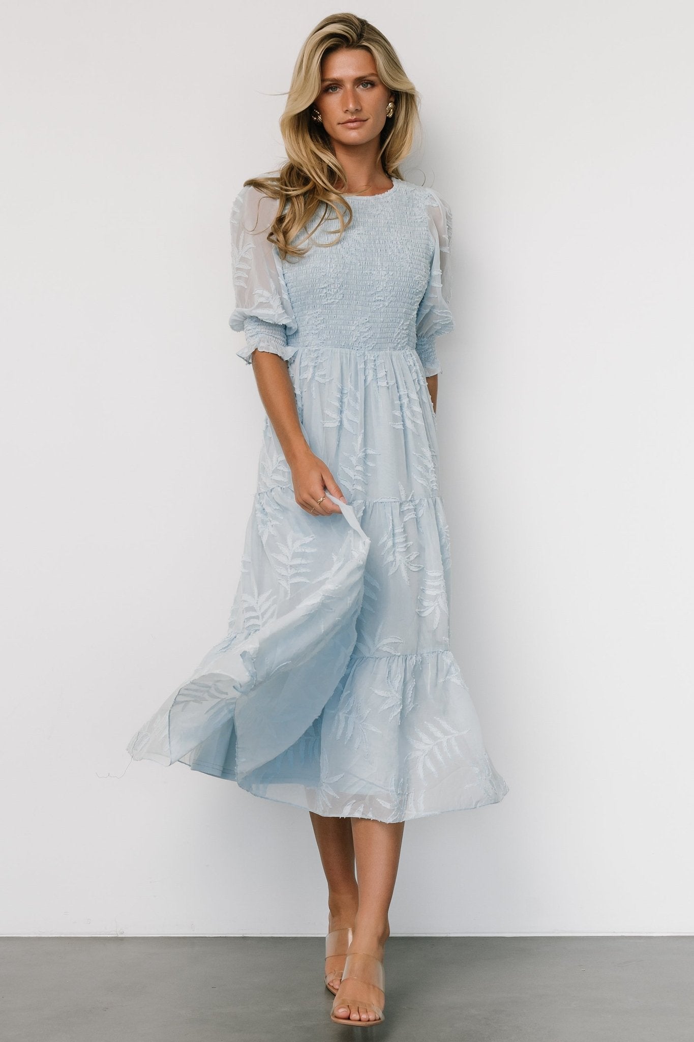 Nellie Smocked Midi Dress | Light Blue Clearance Good Selling