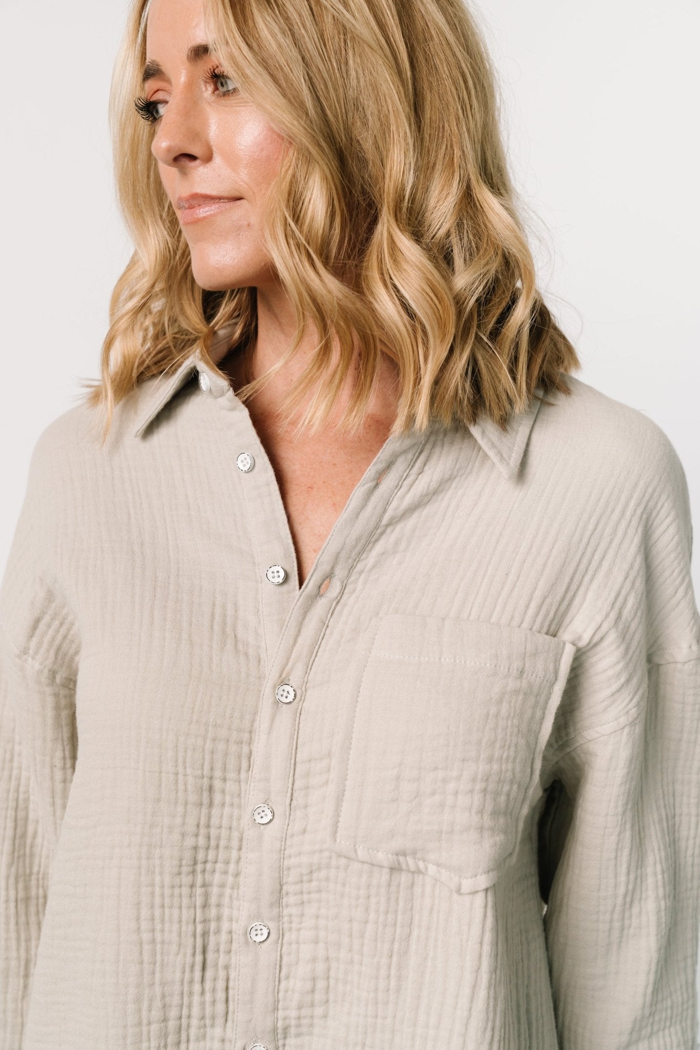 Andres Button Shirt Dress | Light Sage Outlet 2025 Unisex