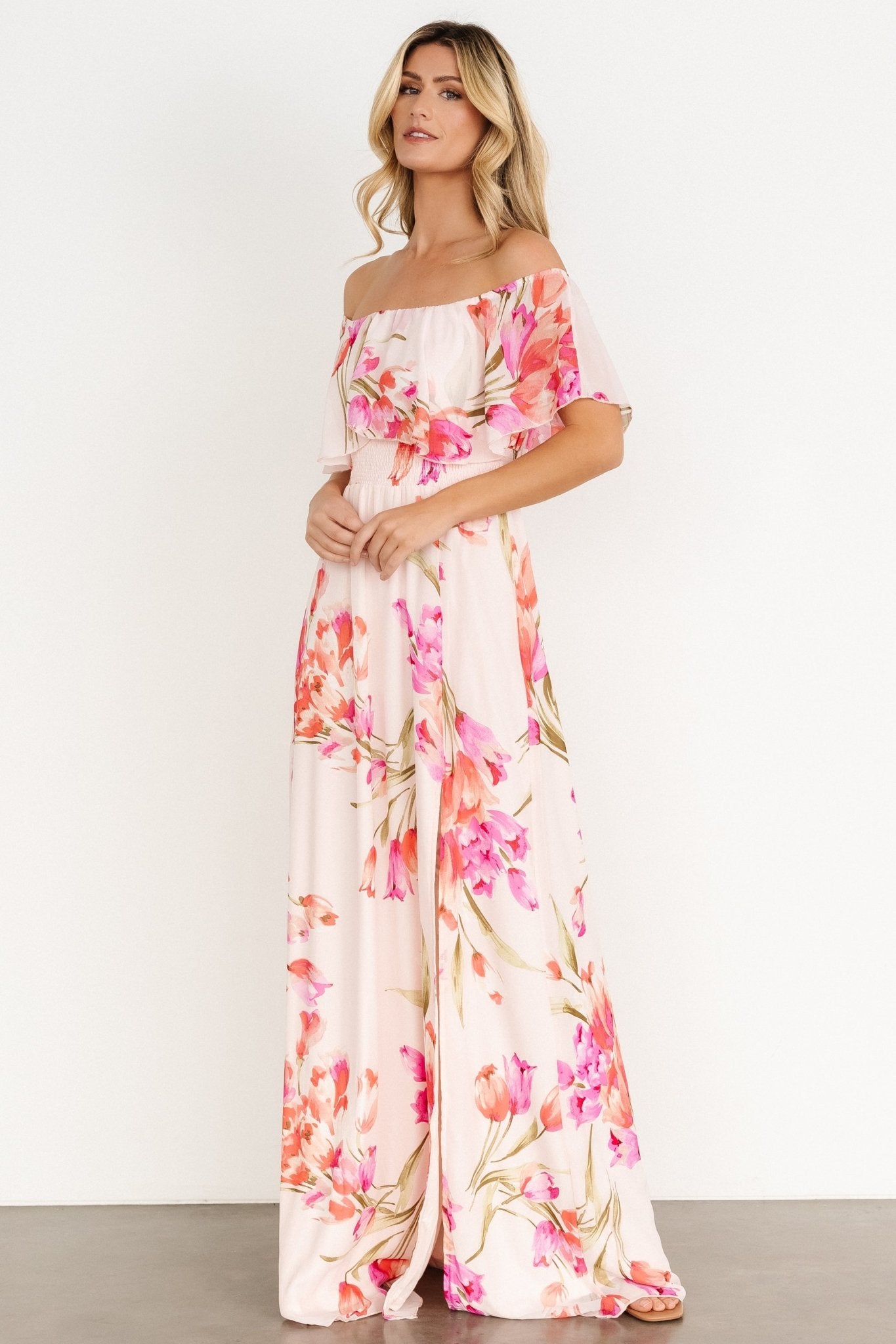 Daphne Off Shoulder Maxi Dress | Blush Floral Amazon Cheap Online