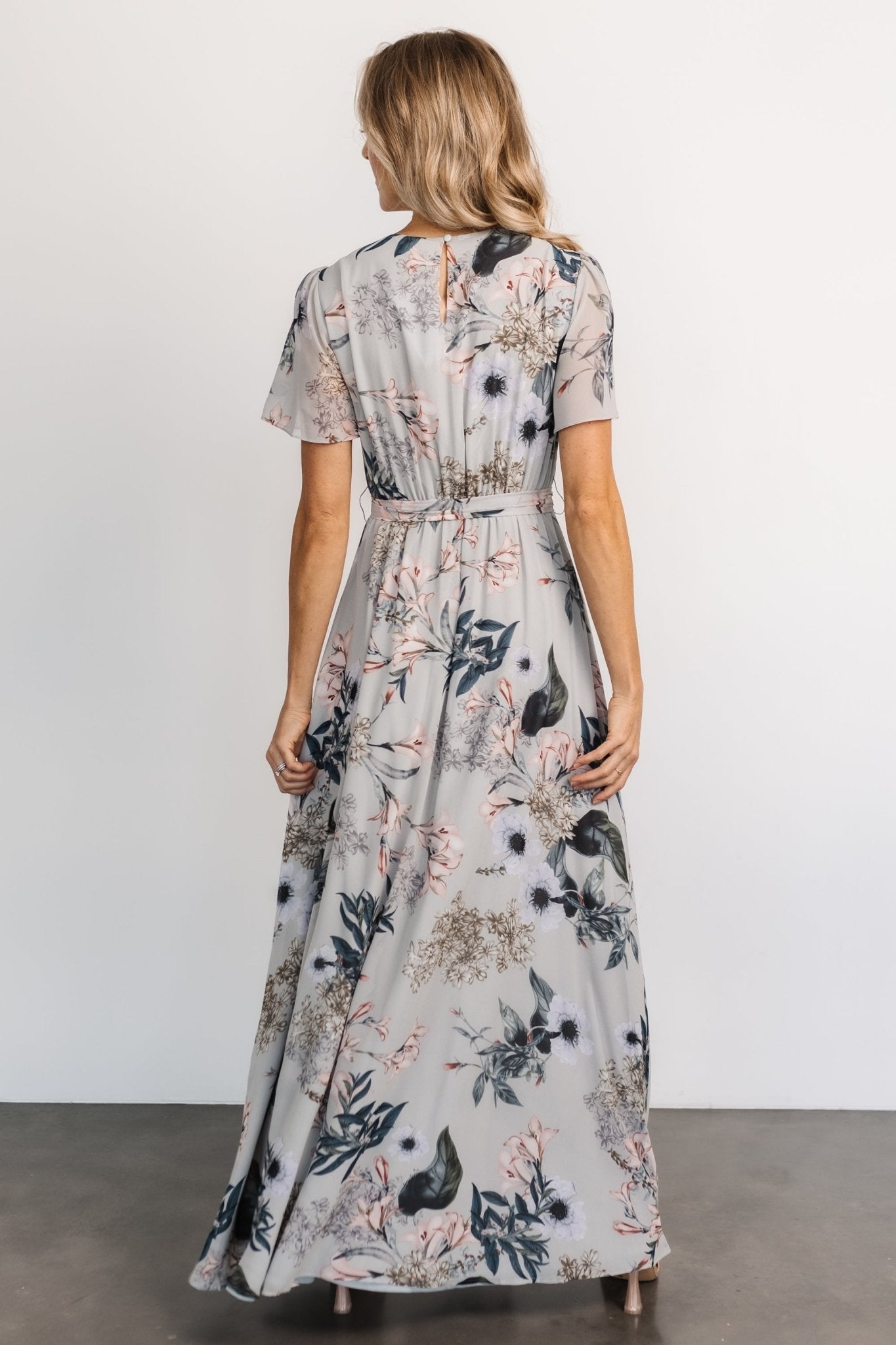 Naomi Short Sleeve Maxi Dress | Pale Blue Floral Quality From China Cheap