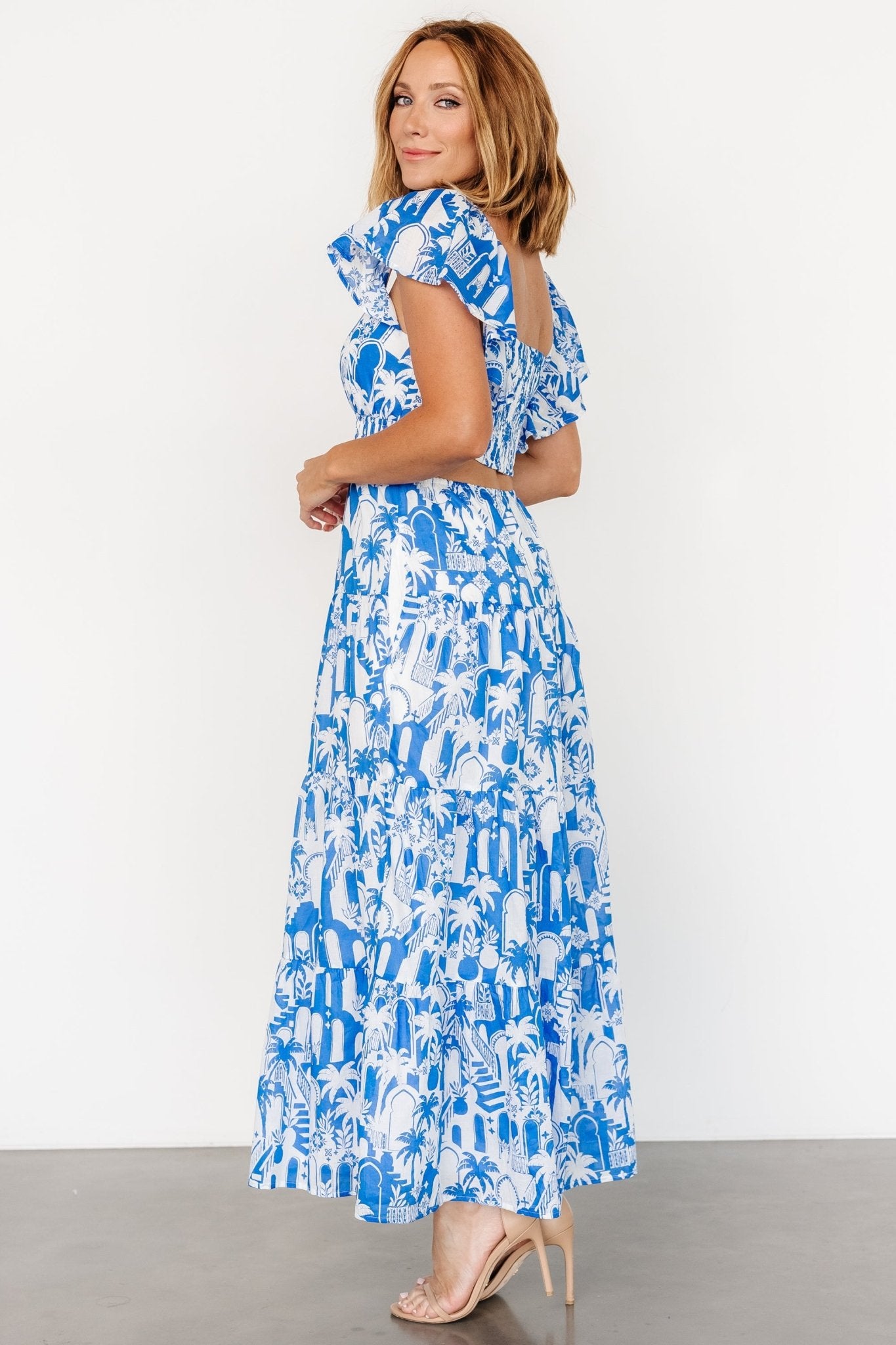 Catira Maxi Dress | Blue + White For Sale Online