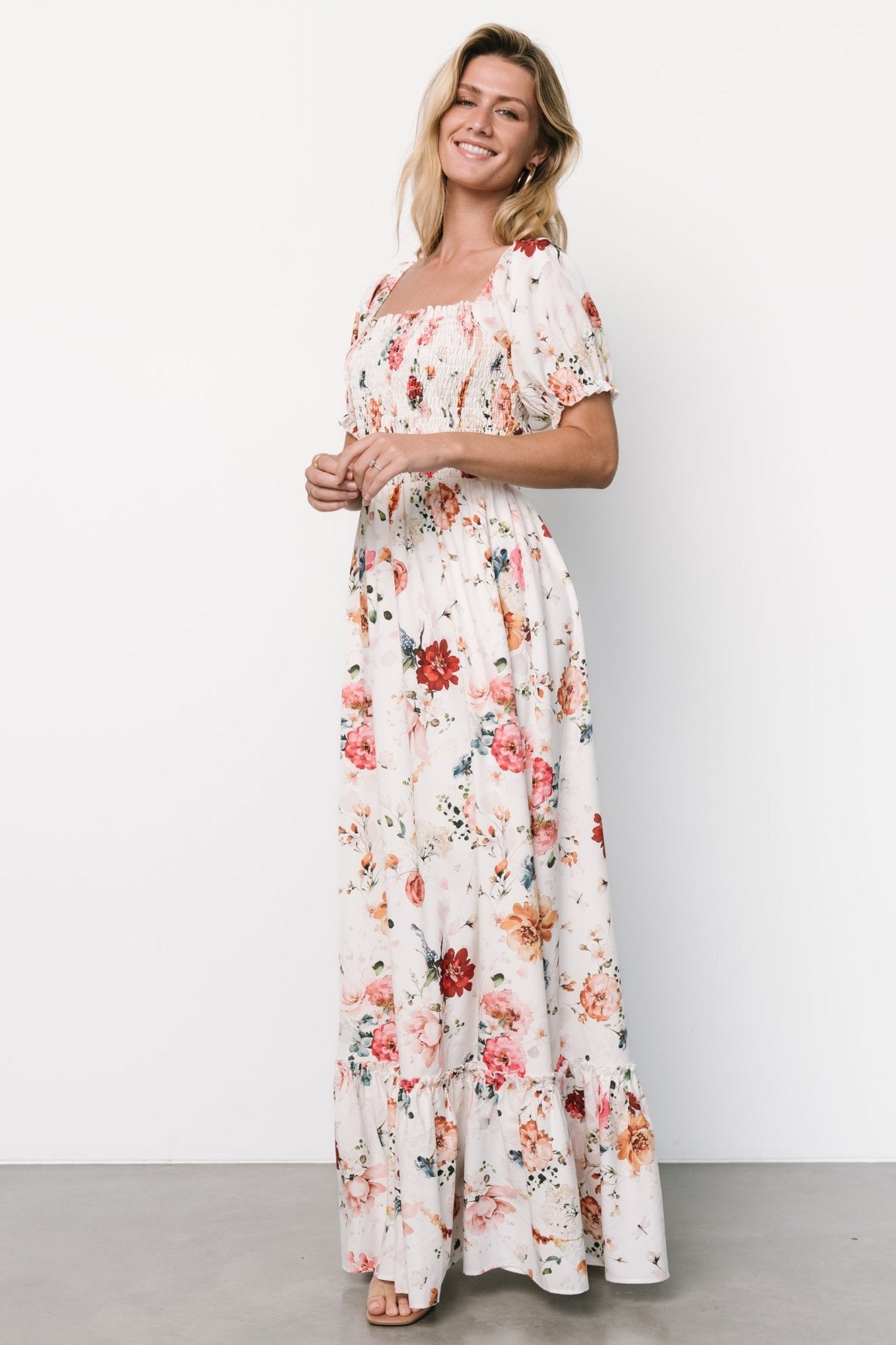 Capri Smocked Maxi Dress | Multi Floral Cheap Sale Comfortable