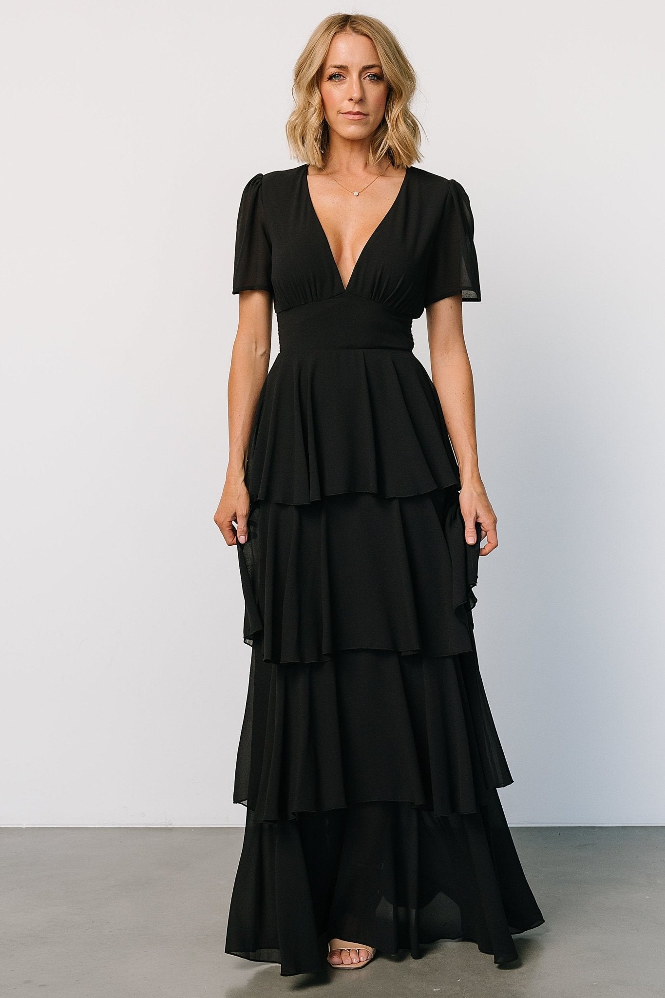 Montaigne Ruffle Maxi Dress | Black Cheap Professional