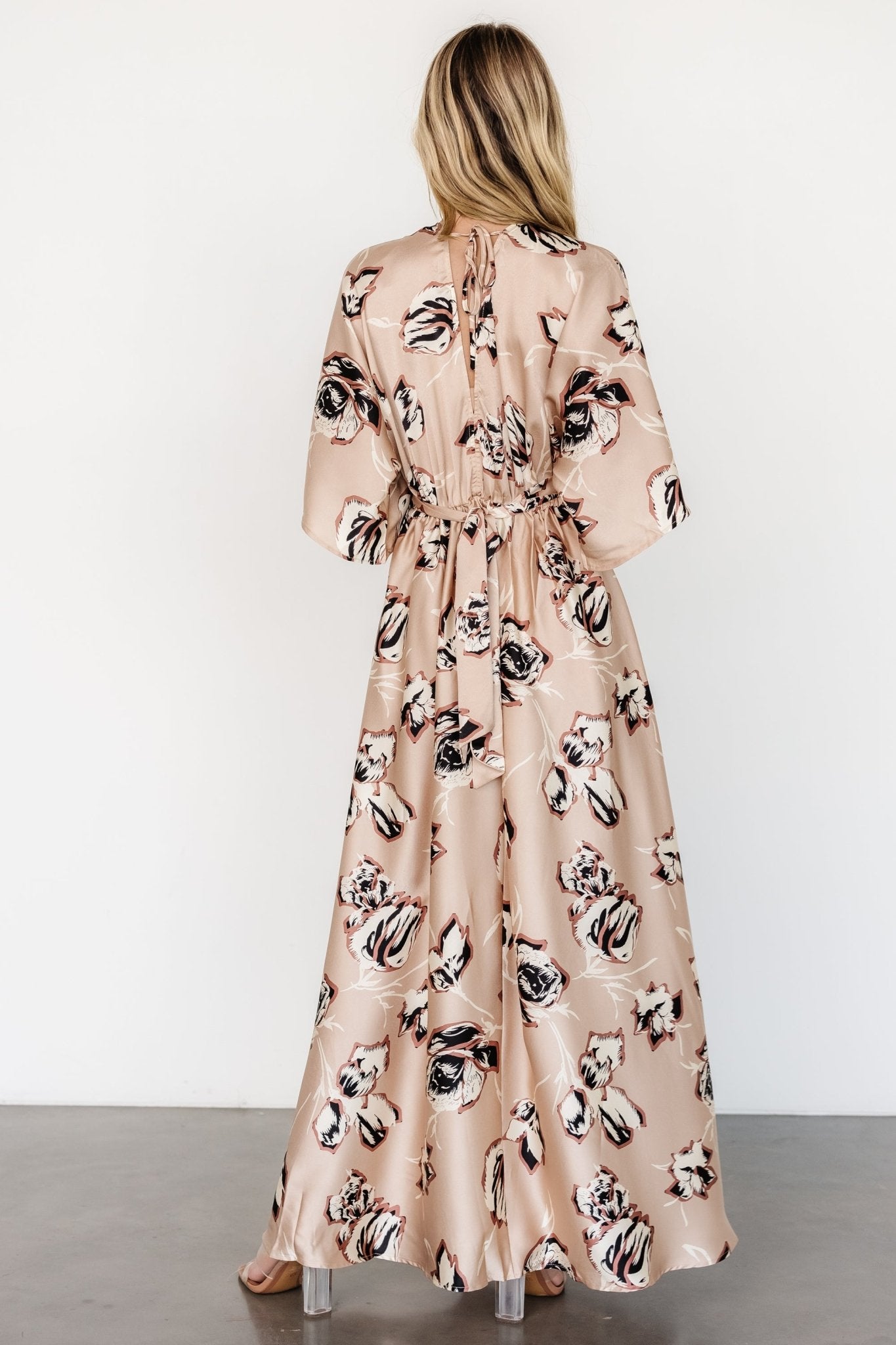 Romilly Satin Maxi Dress | Champagne Print Outlet 100% Authentic