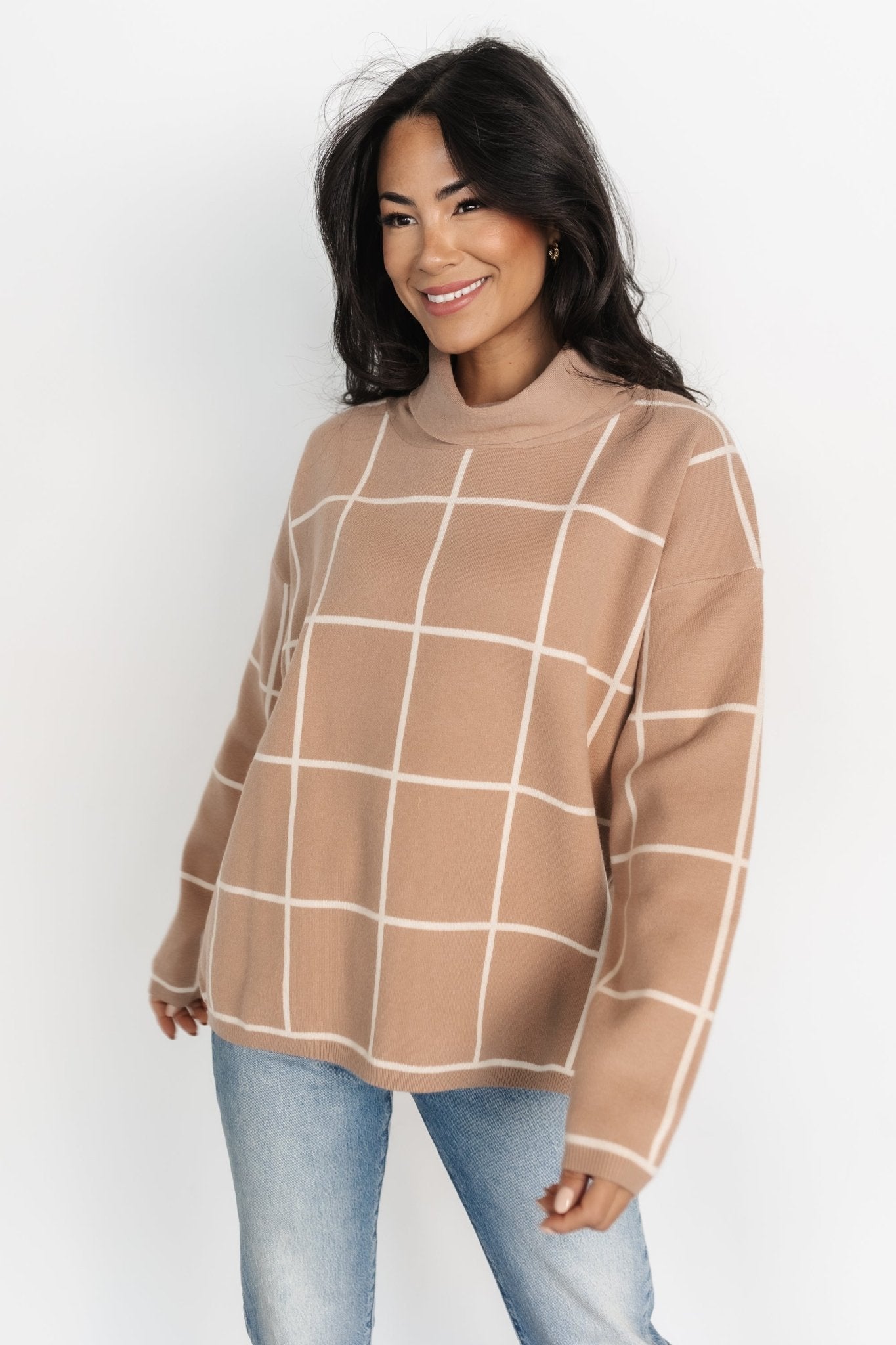 Tahoe Turtleneck Sweater | Taupe + Cream Cheap Best Sale