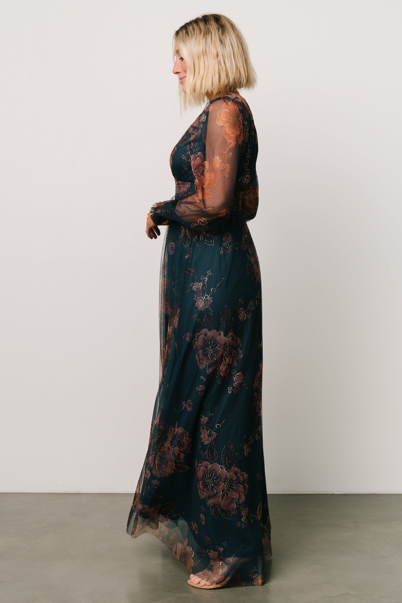 Layla Tulle Maxi Dress | Copper + Blue Metallic Free Shipping Discounts