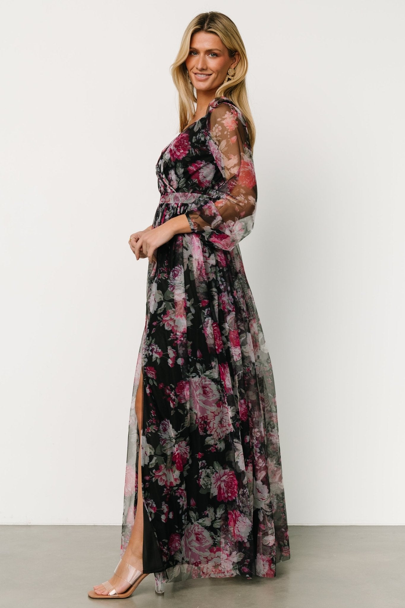 Desiree Tulle Maxi Dress | Black + Fuchsia Free Shipping Cost