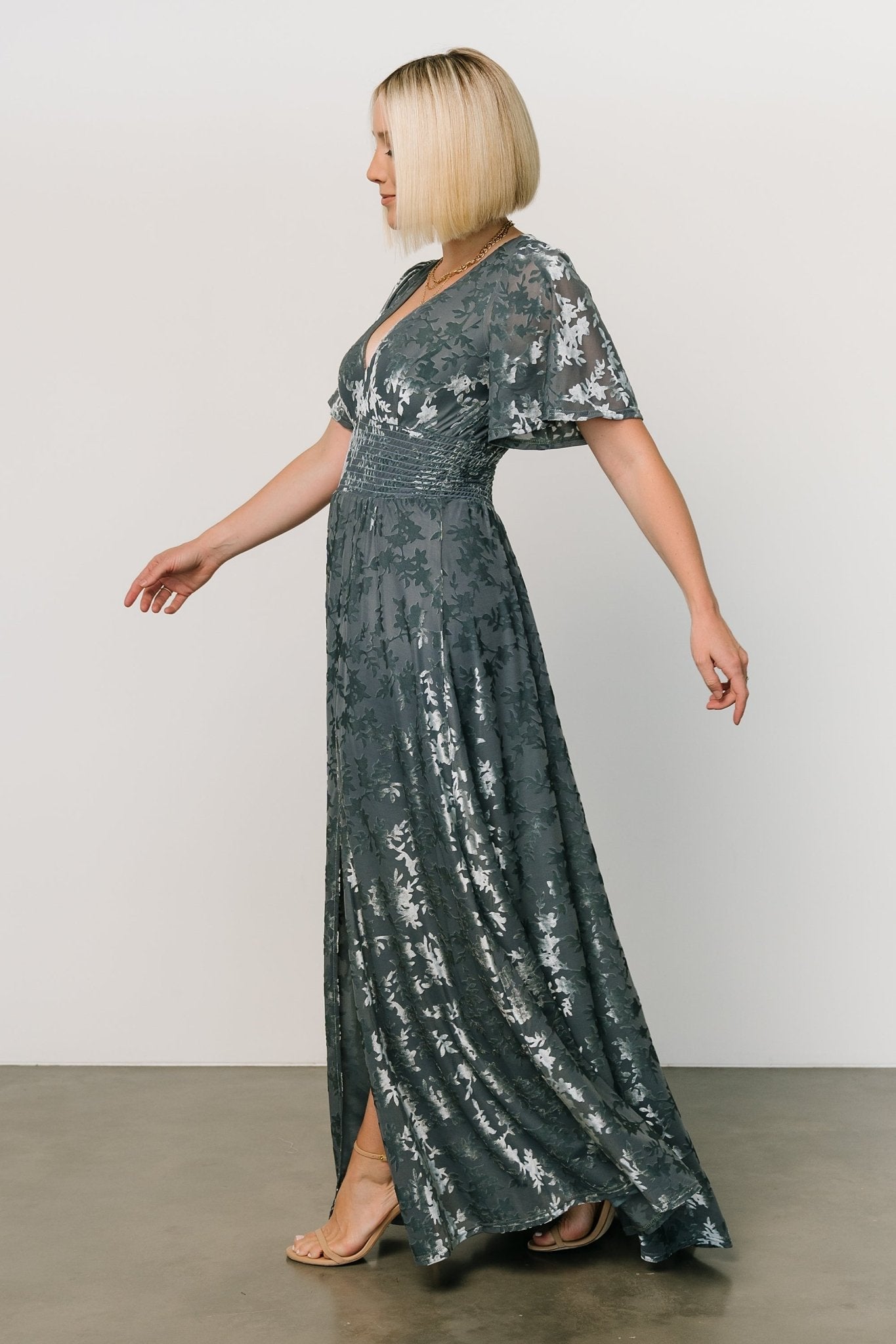 Veronica Velvet Maxi Dress | Slate Blue Cheap Sale 100% Authentic