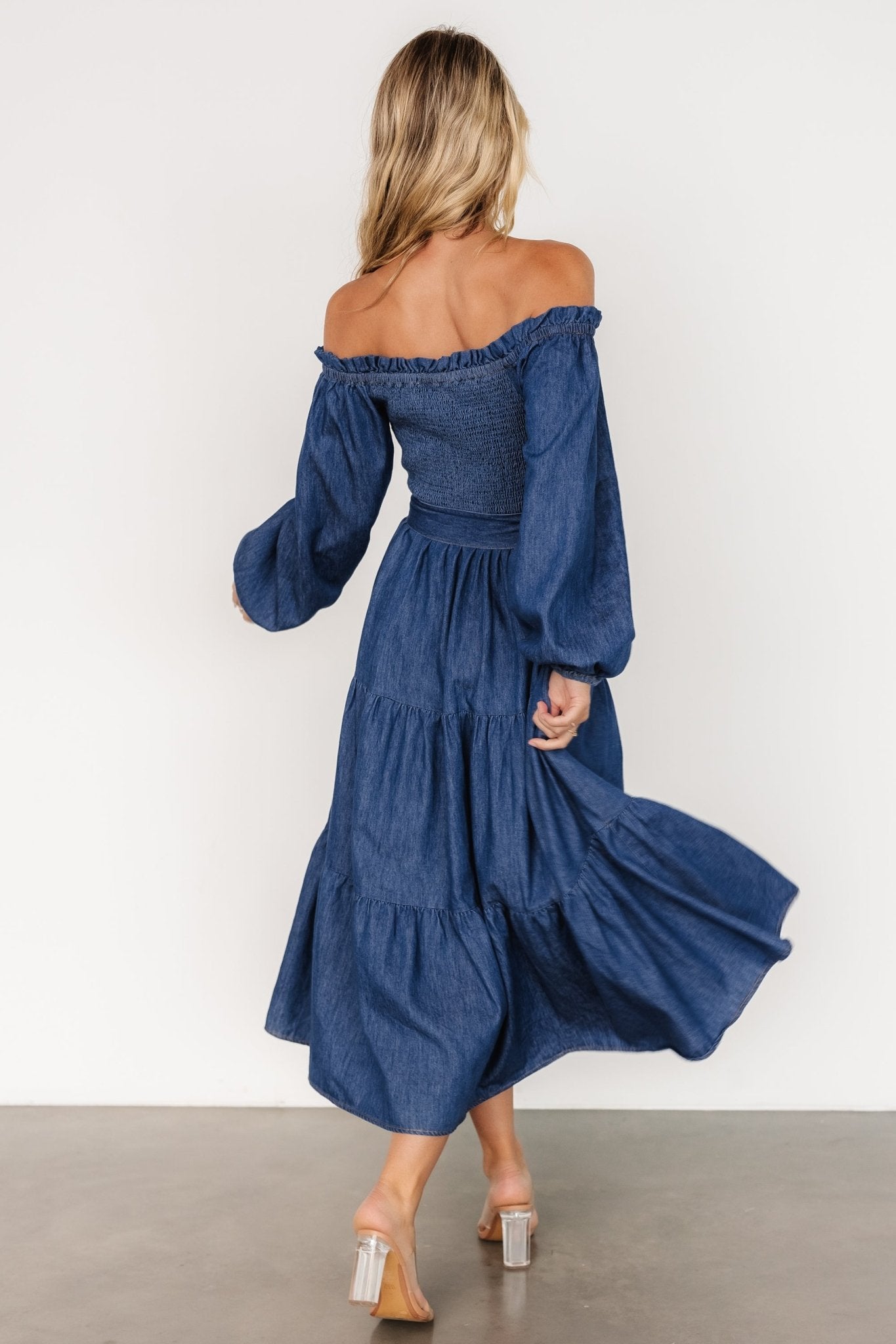 Lewiston Off Shoulder Dress | Denim Blue Best Place To Buy