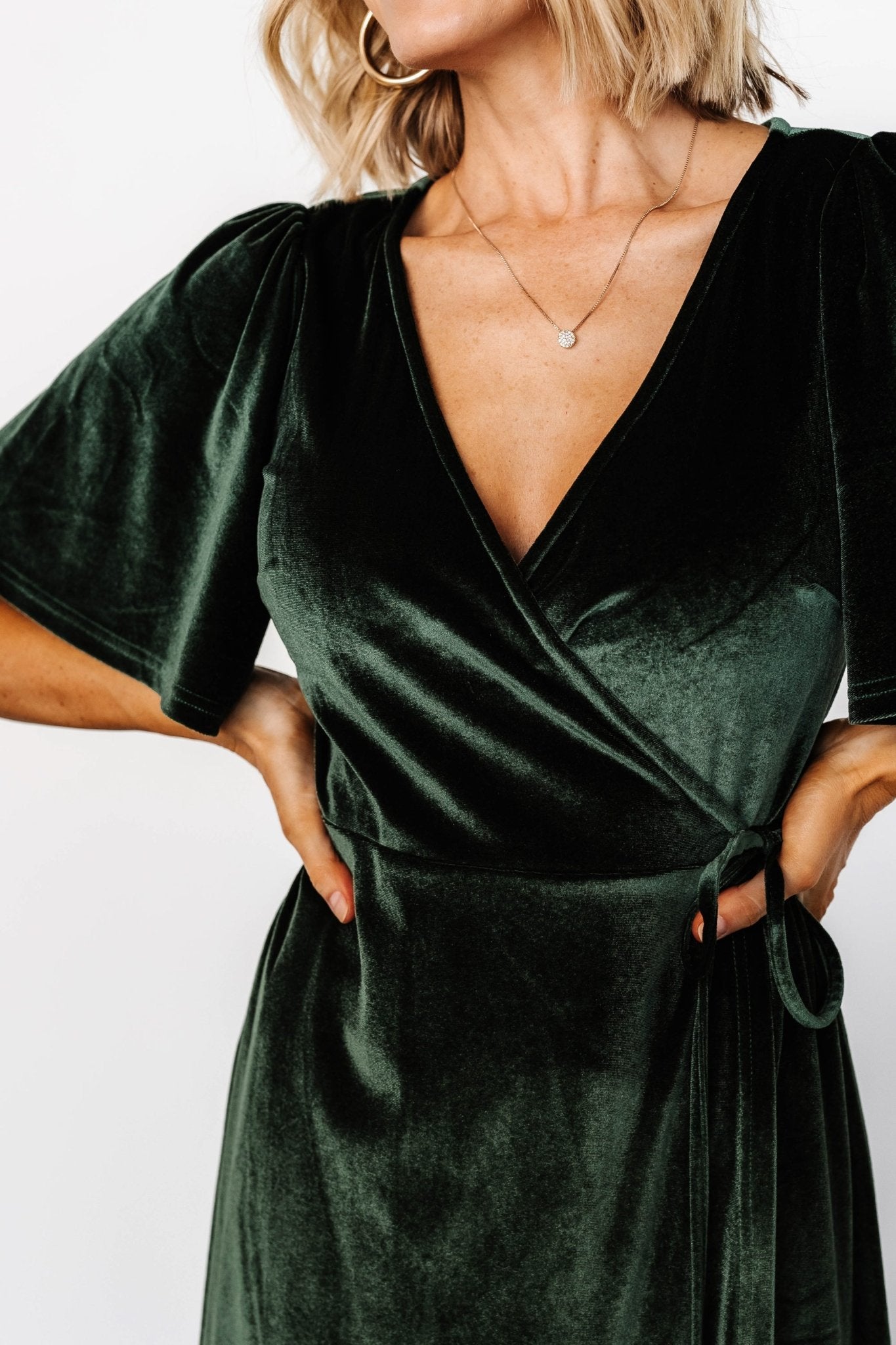 Katelyn Velvet Maxi Wrap Dress | Deep Green Official For Sale