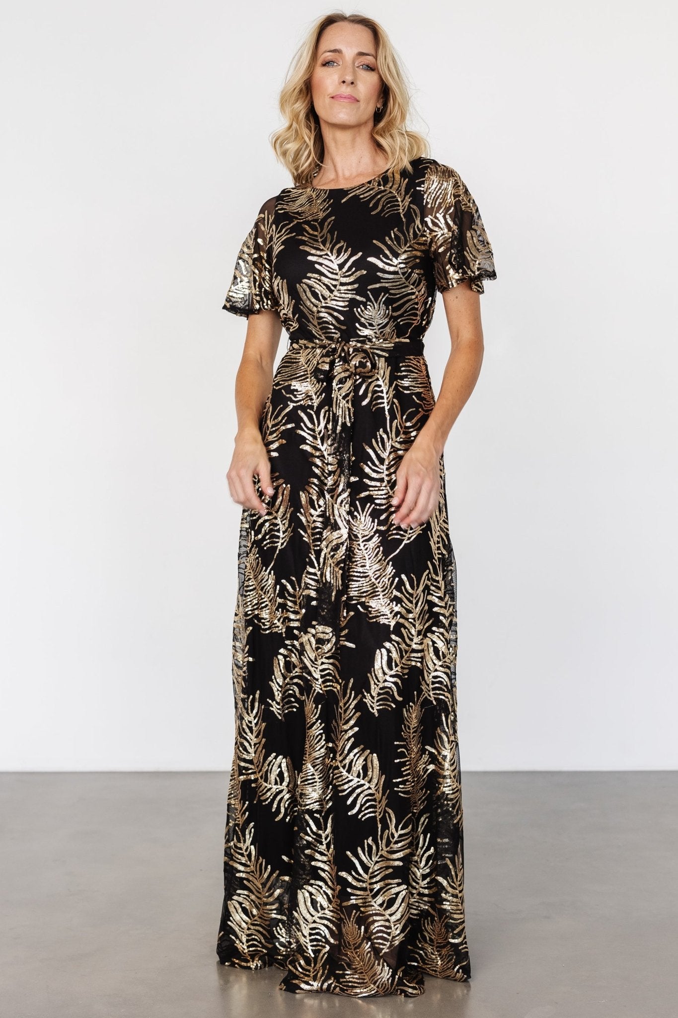 Muse Sequin Maxi Dress | Black + Gold Collections For Sale