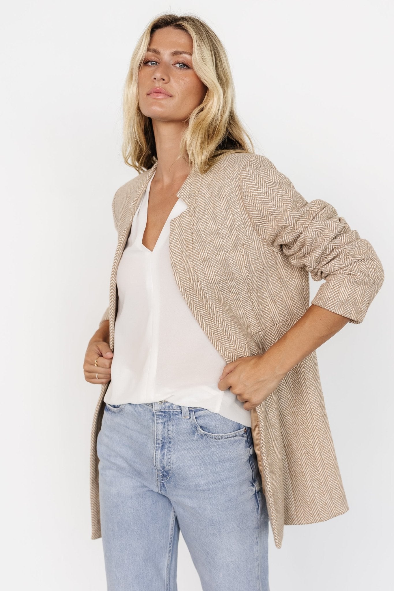 Stratford Open Front Blazer | Natural Cheap 100% Original