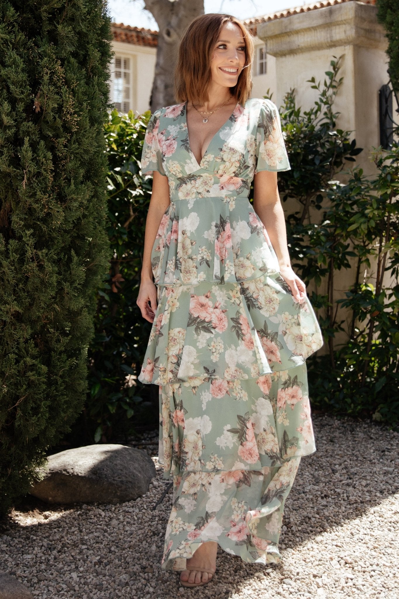 Montaigne Ruffle Maxi Dress | Sage Floral Discount Latest Collections