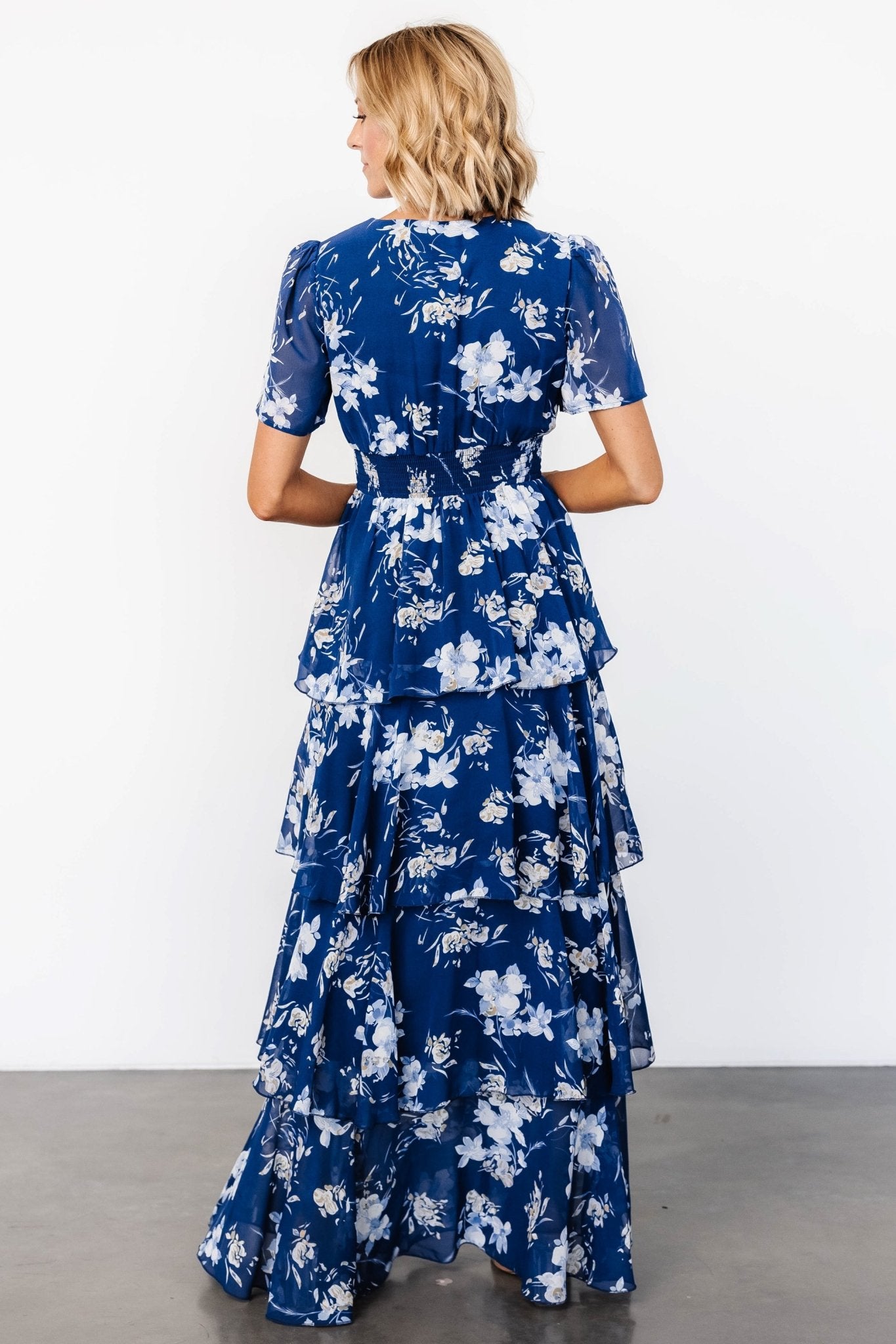 Montaigne Ruffle Maxi Dress | Navy + Blue Floral Cheap Sale With Paypal