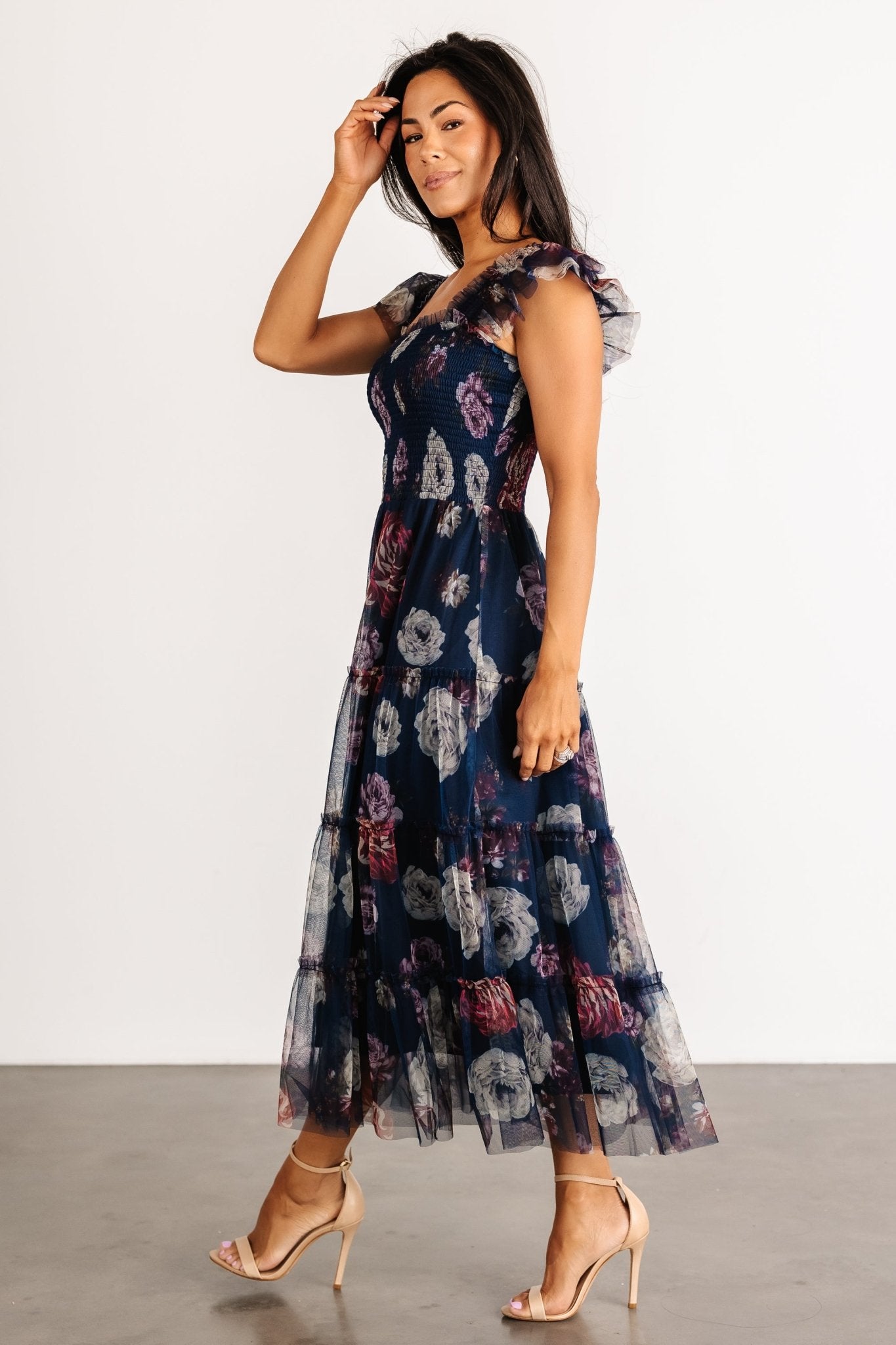 Clementine Tulle Midi Dress | Navy Floral Shop For