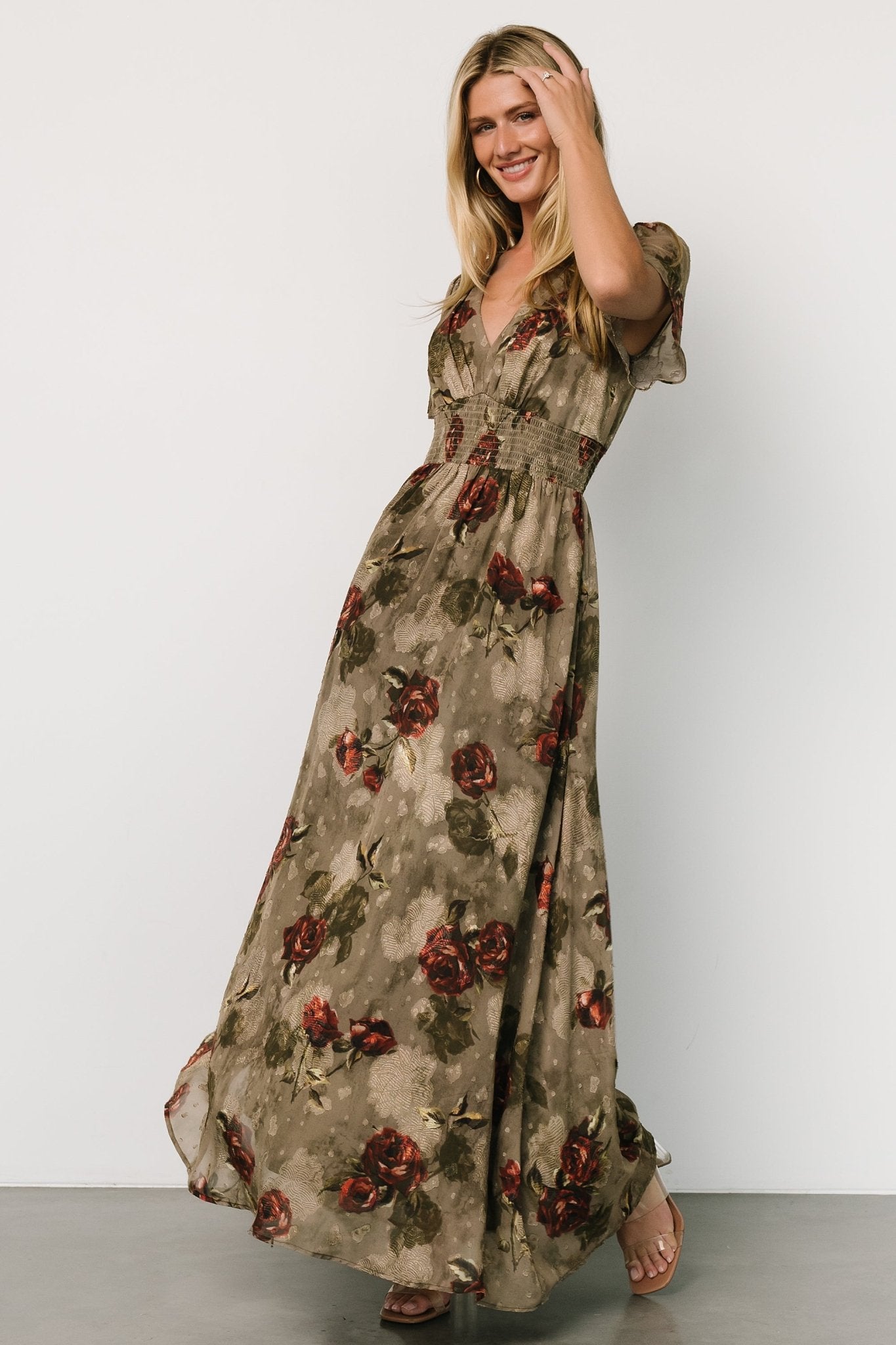 Birdie Maxi Dress | Olive Floral Outlet Clearance Store