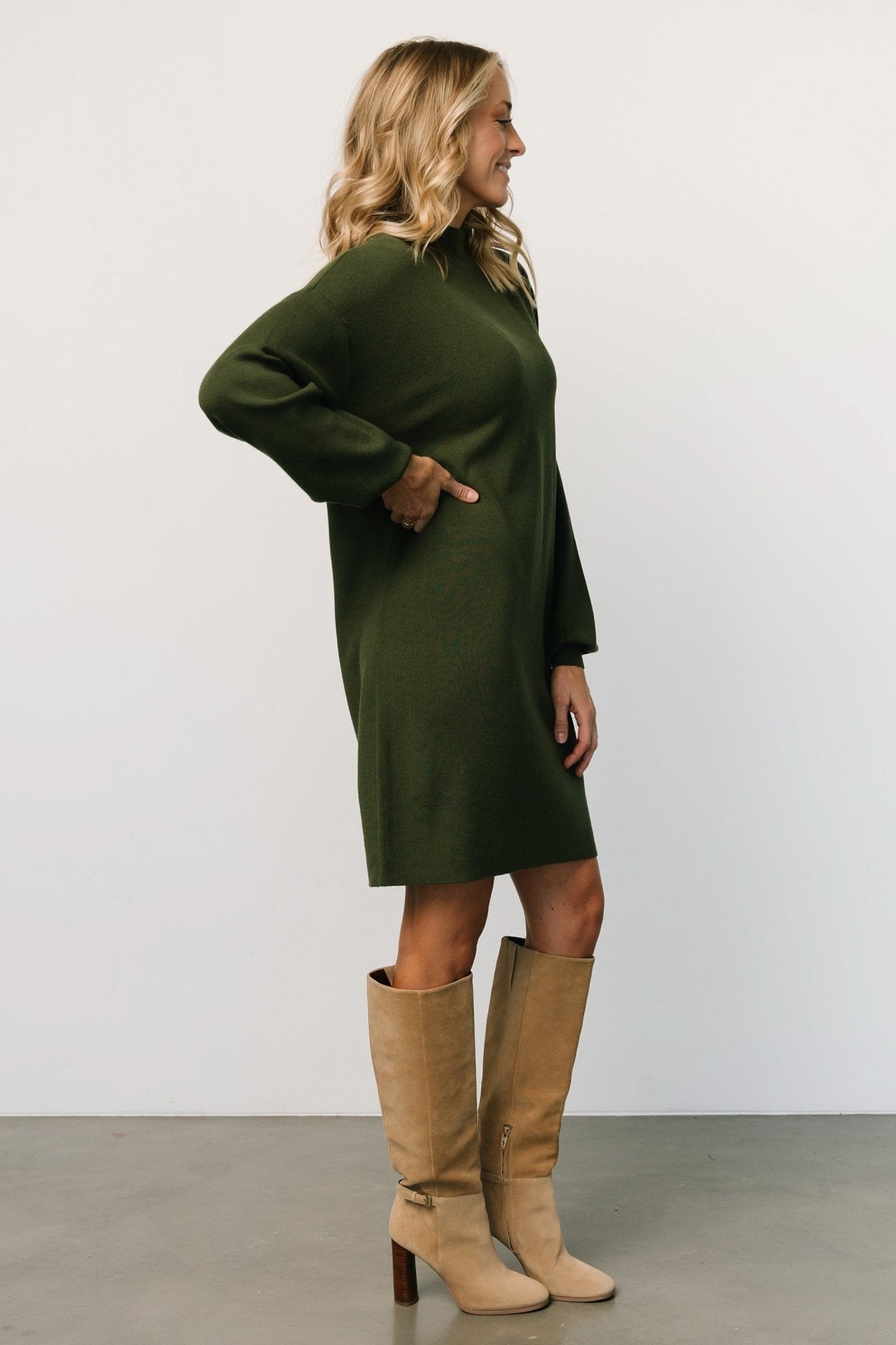 Jennings Sweater Dress | Deep Olive Free Shipping Classic