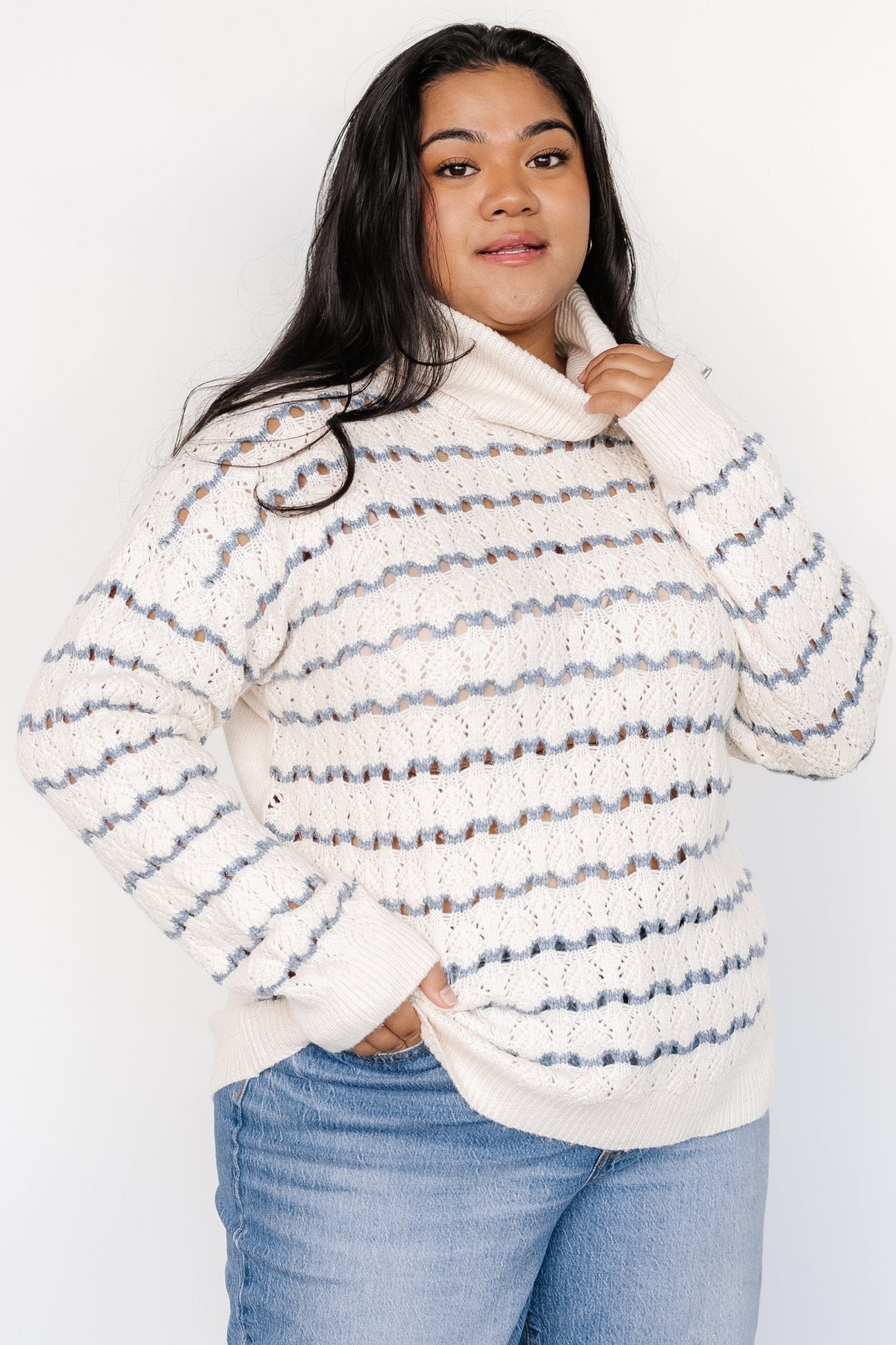 Hollis Knit Sweater | Ivory + Blue Buy Cheap Visit New