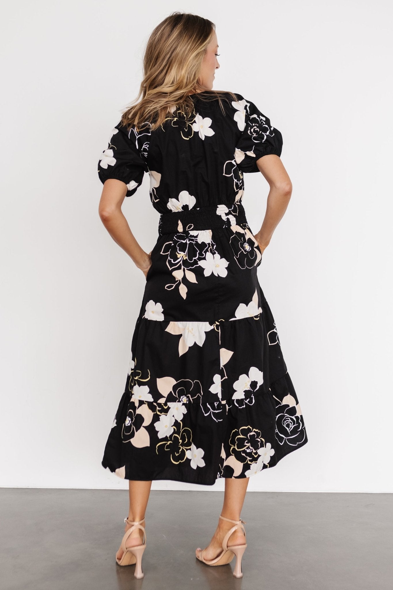 Hacienda Tiered Midi Dress | Black Multi Pictures For Sale